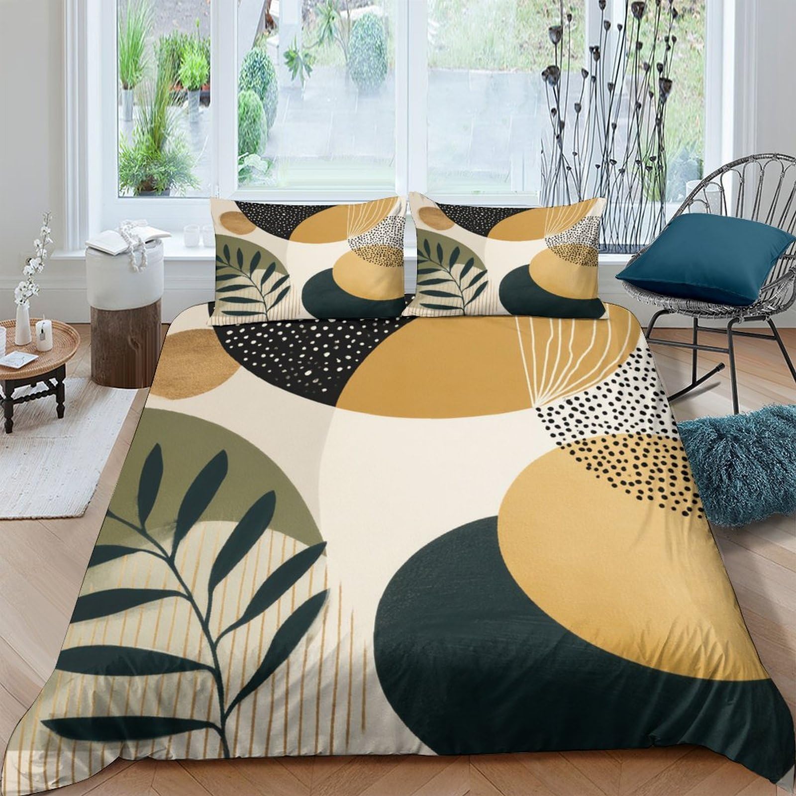 Ctjqhvkz Style-6 3D Printed Abstract Leaf Fitted Sheet Microfiber Modern Geometric Mattress Cover For Bedroom Guest Room Easy Wash Decor Single（135X200cm）