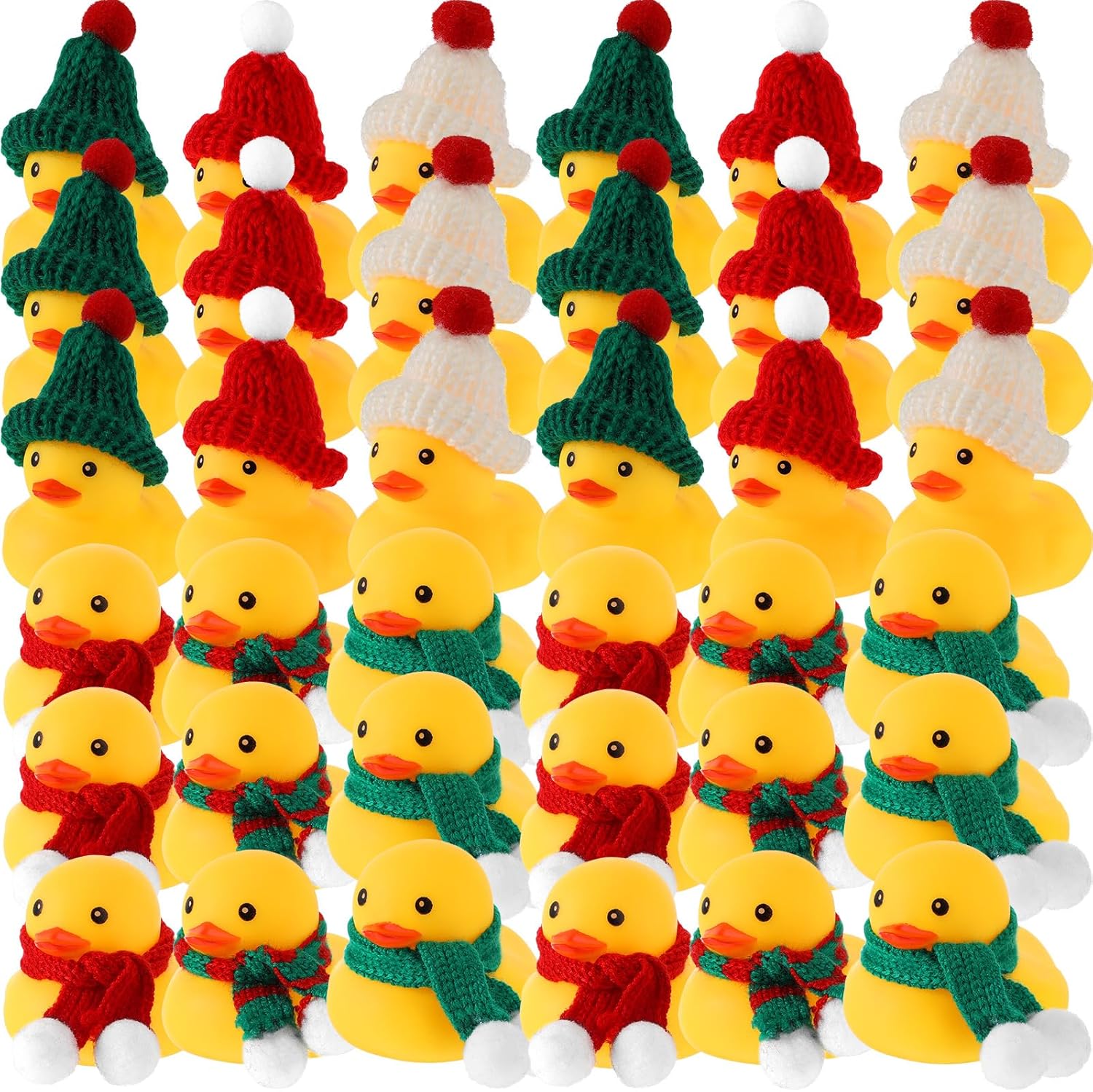 Jerify 120 Pieces Christmas Rubber Ducks with Classic Knitting Hats and Stripe Scarves Mini Cute Yellow Duck for Xmas Swimming Pool Birthday Party Bath Baby Shower Jerify 120 Pieces Christmas Rubber Ducks with Classic Knitting Hats and Stripe Scarves Mini Cute Yellow Duck for Xmas Swimming Pool Birthday Party Bath Baby Shower