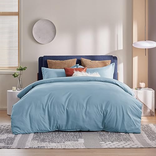 Bedsure Grayish Blue Duvet Cover King Size - Brushed Microfiber Soft King Duvet Cover Set 3 Pieces with Zipper Closure, 1 Duvet Cover 104x90 inches and 2 Pillow Shams