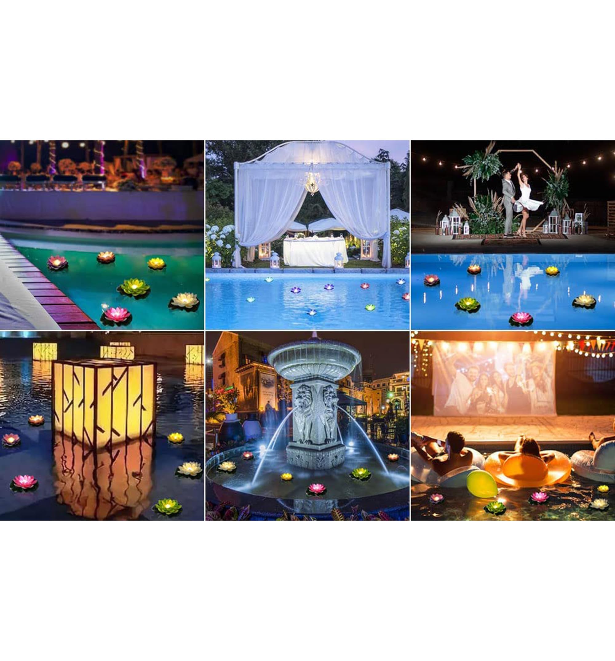 BIRMON Floating Candle Night Lighting Bath Wedding Lamp | Waterproof Lotus Romantic Beautiful Water Sensor Diya LED Candles for Home Decoration | Diwali Gift I Flower Water Light Diya (Pack of 6) - Image 9 thumbnail