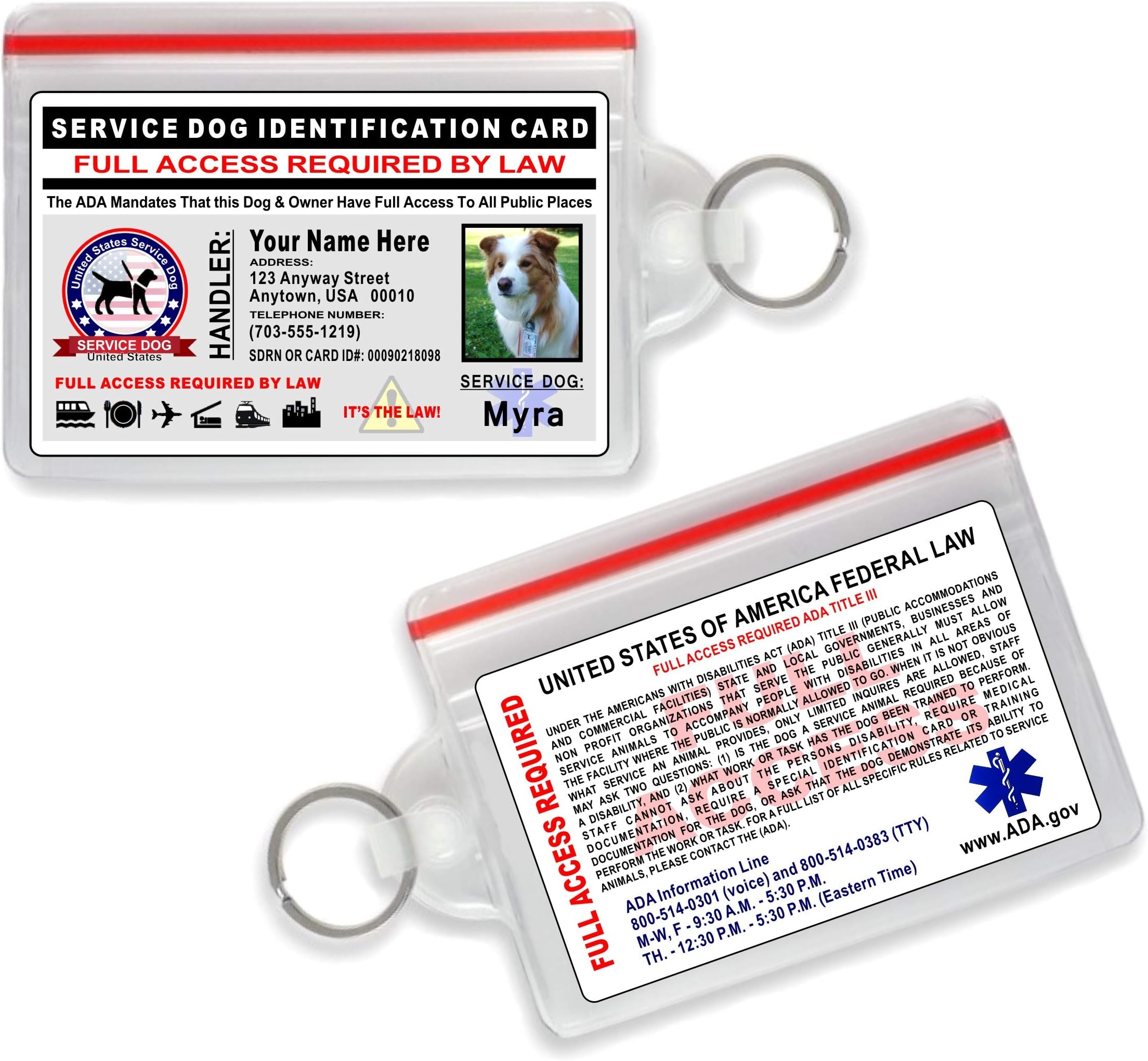 Service Dog ID Card - Holographic Card - Custom with Dogs Photo and Your Info