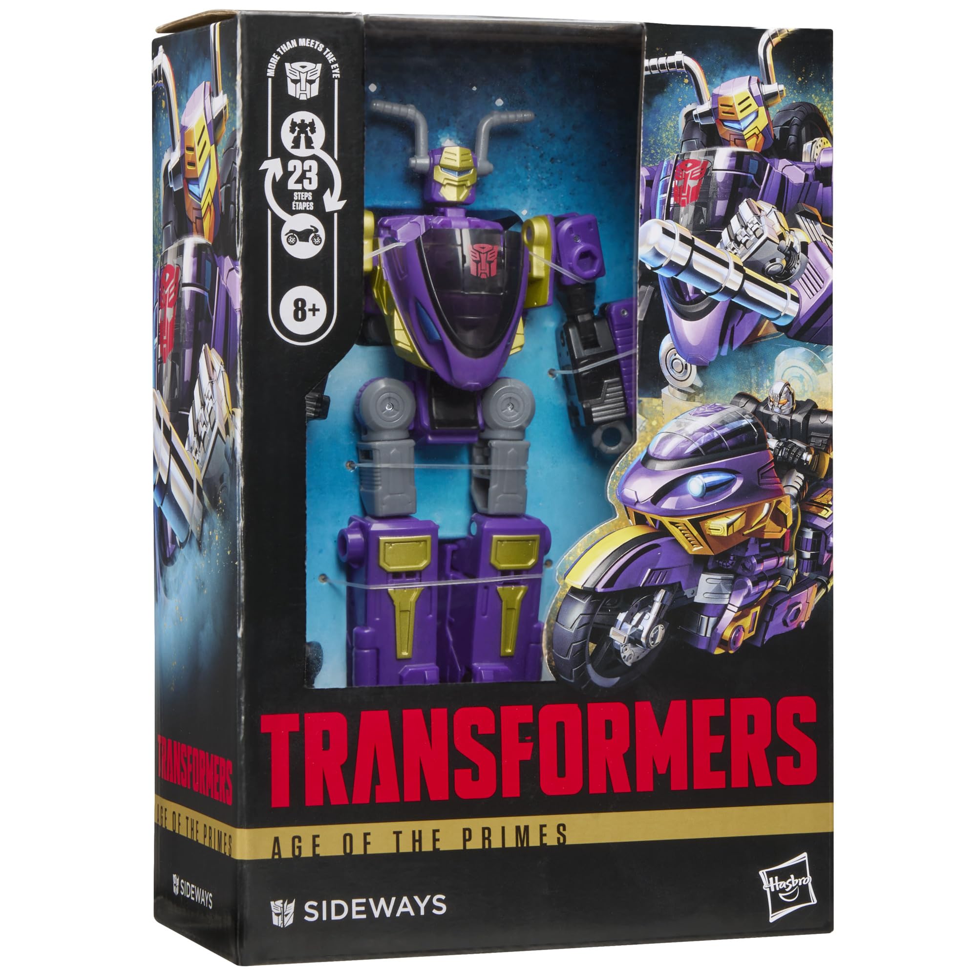 Sideways z kolekcji Transformers: Age of the Primes, 14,5-centymetrowa przekształcająca się figurka klasy Voyager z 2 robotami Mini-Con, zabawkowe roboty dla dzieci w wieku od 8 lat
