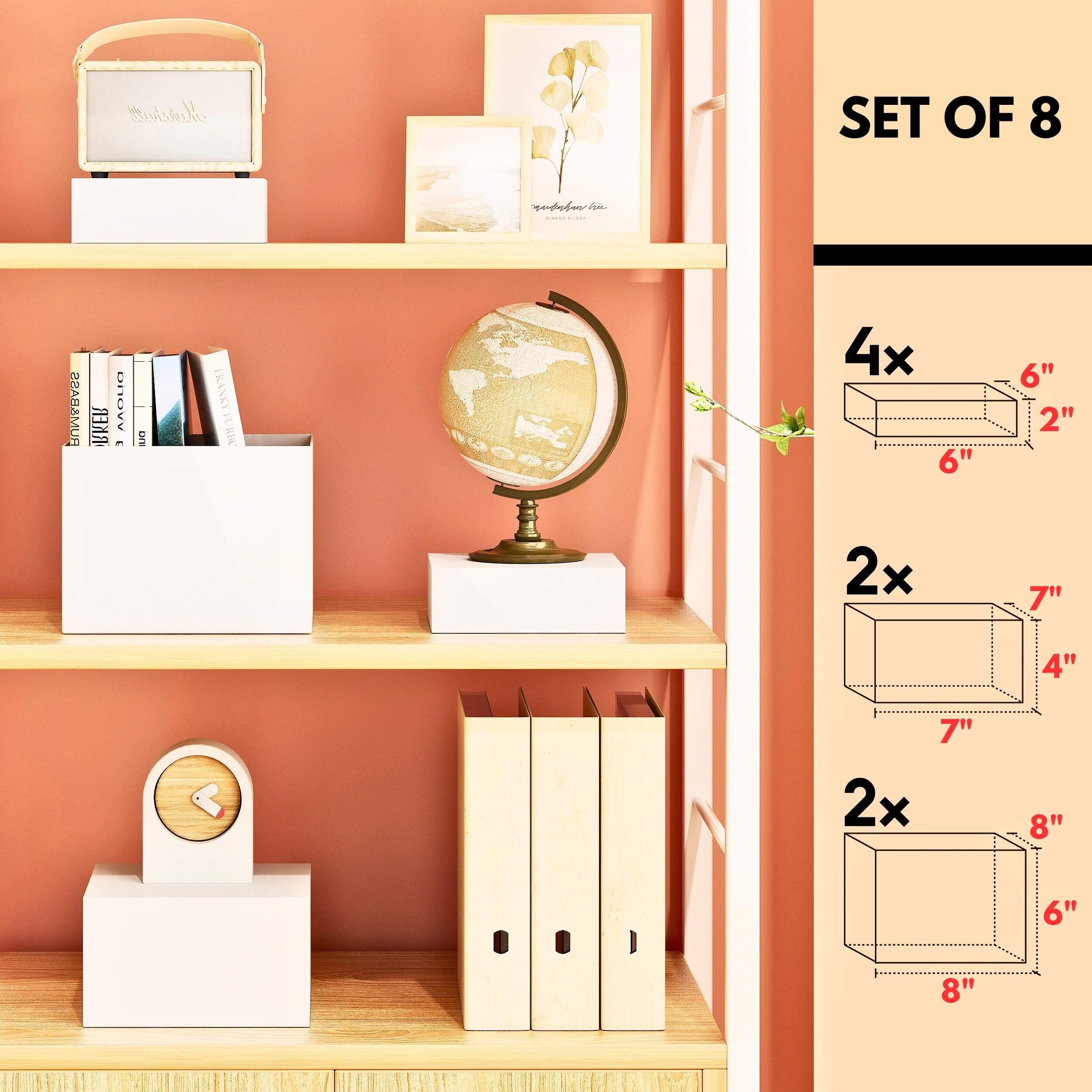 Elevadores de buffet de 8 pulgadas con mini carteles, elevadores de mesa, elevadores de buffet y soportes, caja de exhibición de cubos acrílicos para catering, fiesta, bufé, exhibición