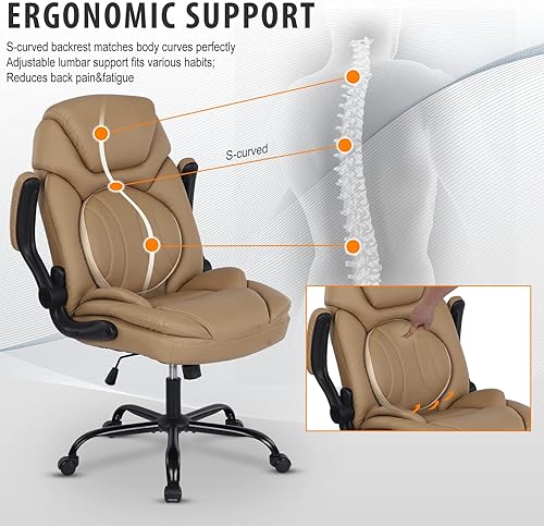 Miniatura 2 de Comermax Sillas ergonómicas ejecutivas de oficina con soporte lumbar ajustable, mecedora de 90-120, sillas de escritorio giratorias con reposabrazos