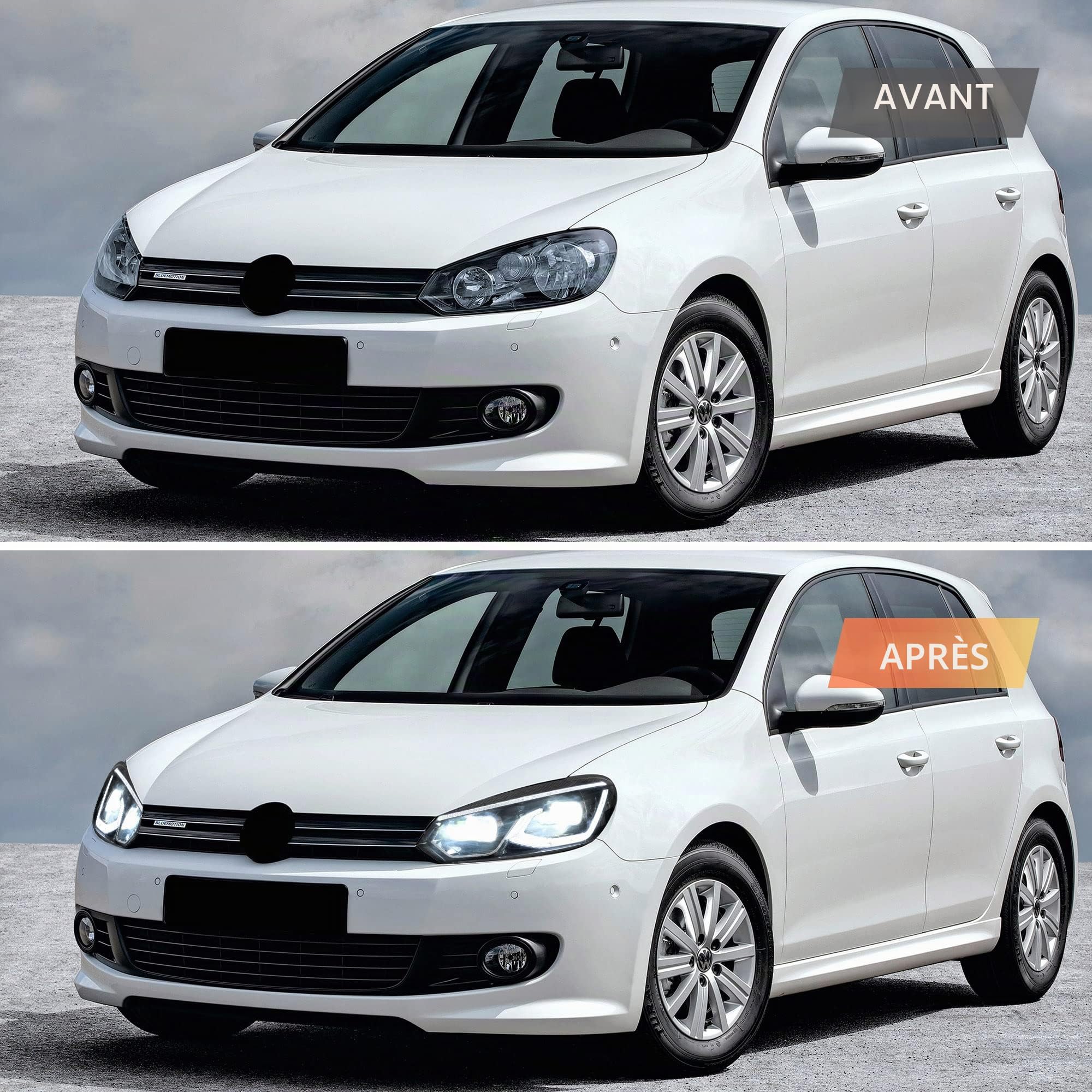 VLAND Phare LED pour Golf 6 Golf VI TSI 2008-2013 [Uniquement pour halogène], avec animation dynamique, ampoules non incluses
