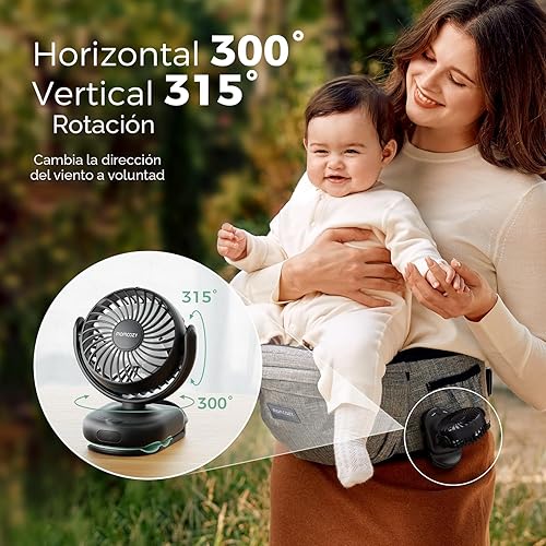 Miniatura 7 de Momcozy Ventilador portátil con clip  Miniventilador de 4 velocidades para portador  Ventiladores personales ultra ligeros 0.26 libras  Huecos