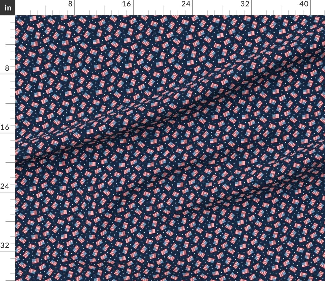 Spoonflower Fabric - Small Scale American Flag USA Stars Flags Navy Patriotic America Red Printed on Petal Signature Cotton Fabric by The Yard - Sewing Quilting Apparel Crafts Decor