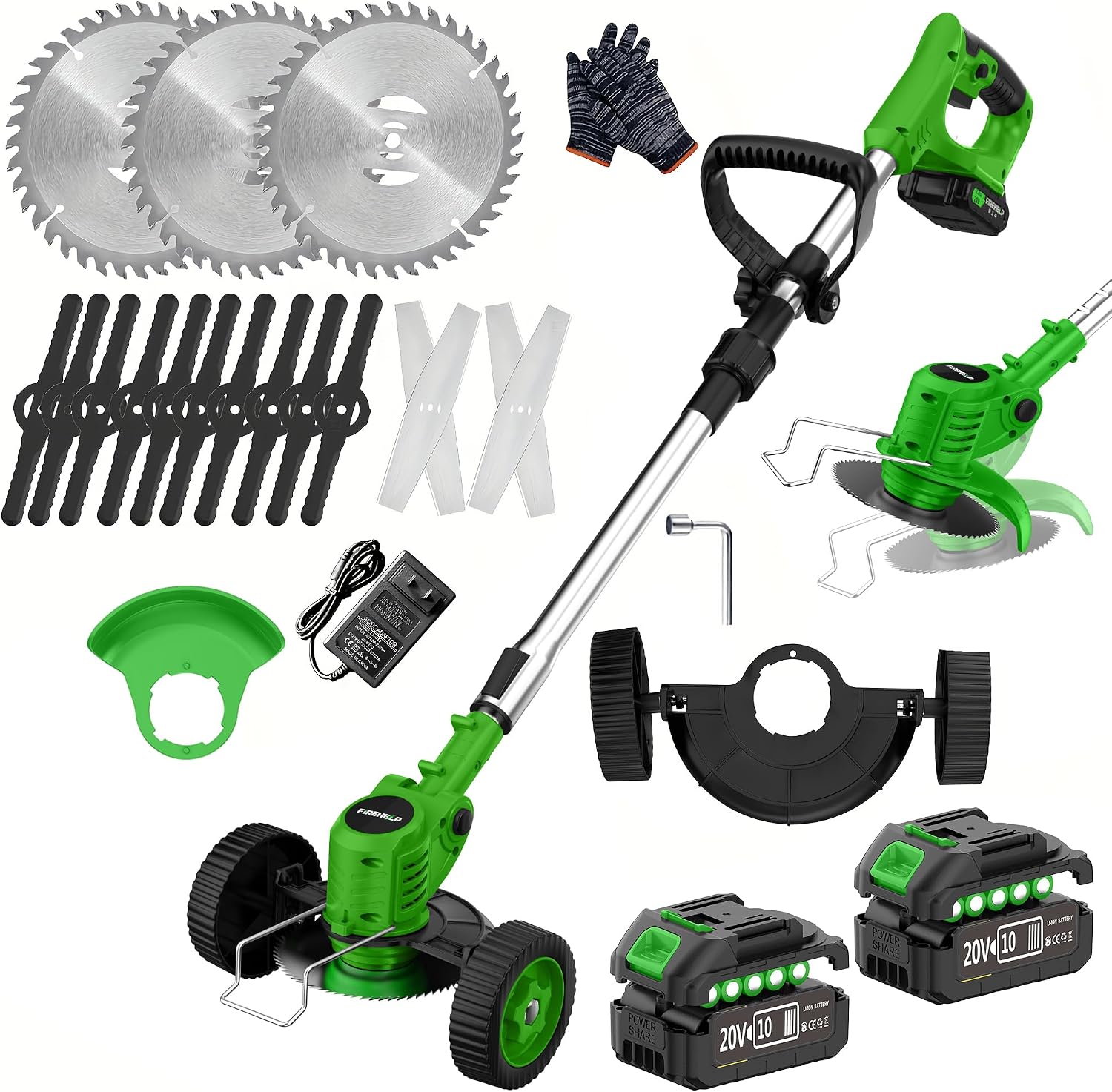 Firenheip Cordless Lawn Mower, Portable Wireless Grass TrimmerWith 2 Large Batteries & 3 Blades, Suitable for All lawns.Multi-Purpose Garden Tool (Red, 2 Batteries + Deluxe Accessory Kit) image 3