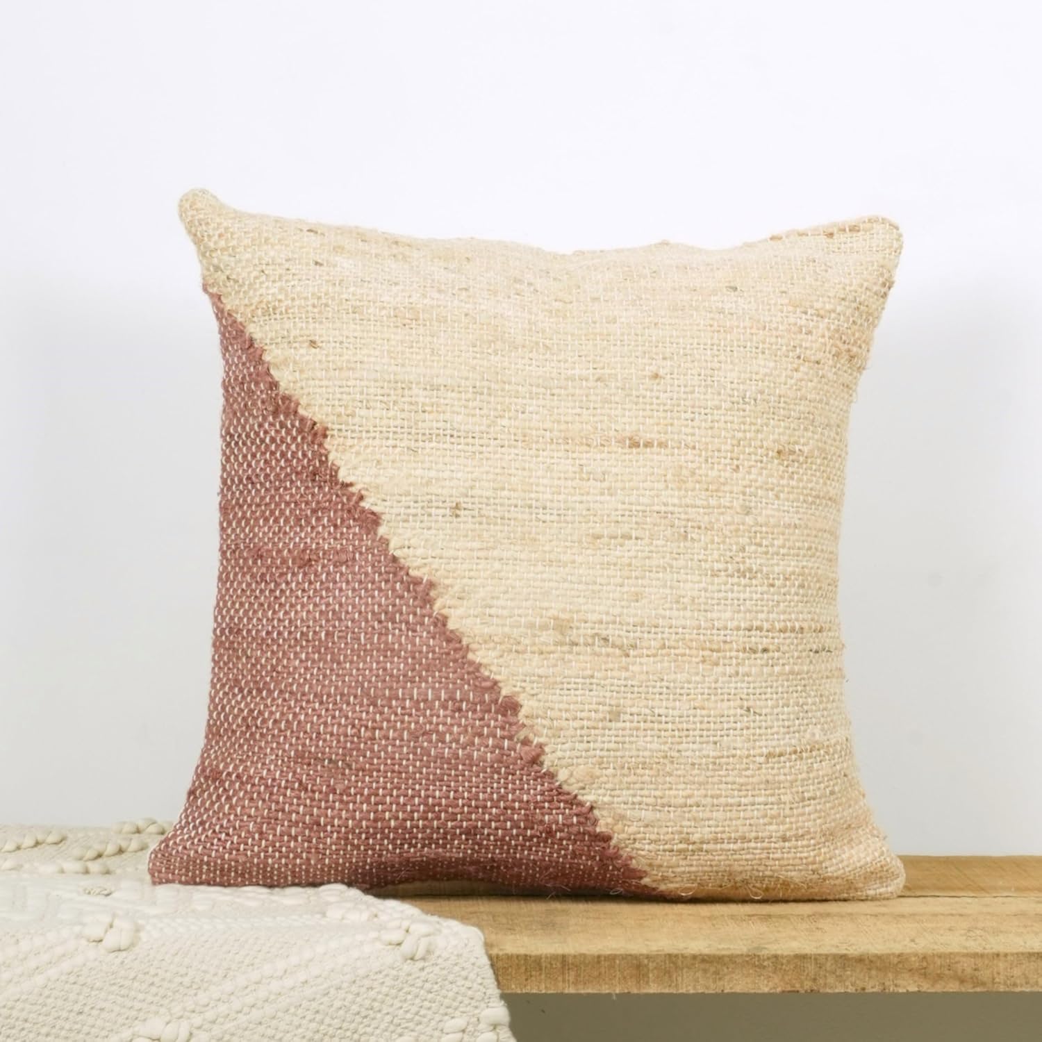 Trade Star Premium Jute and Cotton Pillow Covers Handcrafted Throw Pillow Cushion Cases for Handloomed Farmhouse Boho Rustic Beach Decor Indoor Outdoor Home Chair Floor 20x20 Inch