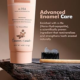 MasterMedi Nano Hydroxyapatite Whitening Toothpaste with Xylitol, Mint & Cinnamon - Fluoride & SLS Free, Remineralizing Formula for Sensitive Teeth, Enamel Repair, 4 oz (Pack of 2)