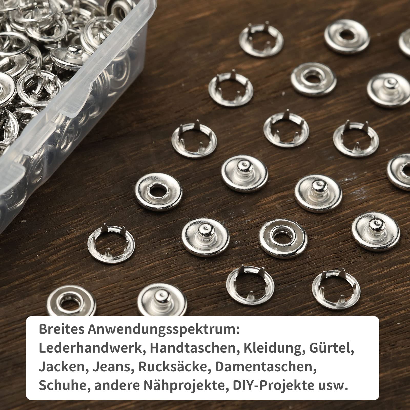 Set 100 Bottoni A Pressione Argento - Kit Fai Da Te Con Pinza Per
