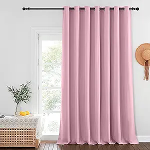 NICETOWN Privacy Room Divider Curtain Thermal Blackout Curtain for Patio Door, Living Room, Bedroom Partition and Shared Office Space, 1 Grommet Panel, Rouge Pink, 100 inch x 108 inch Long