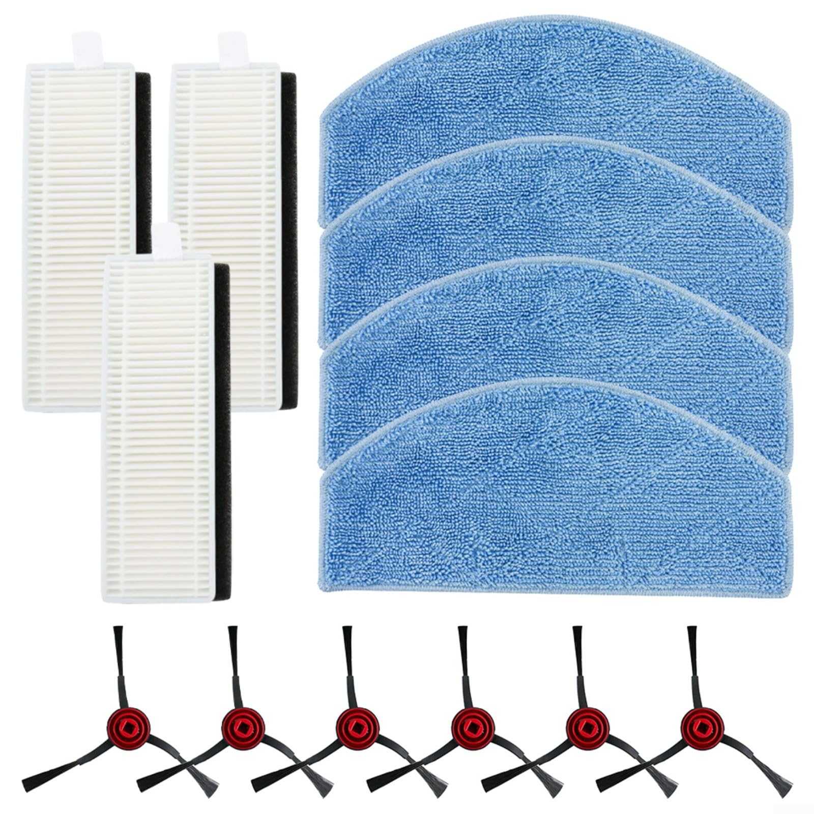 Puupaa Replacement Accessories Kit for Laresar Mars01, For Lubluelu Robot Vacuum Cleaner Parts, 6 Side Brush, 3 Filter, 4 Mop Cloth
