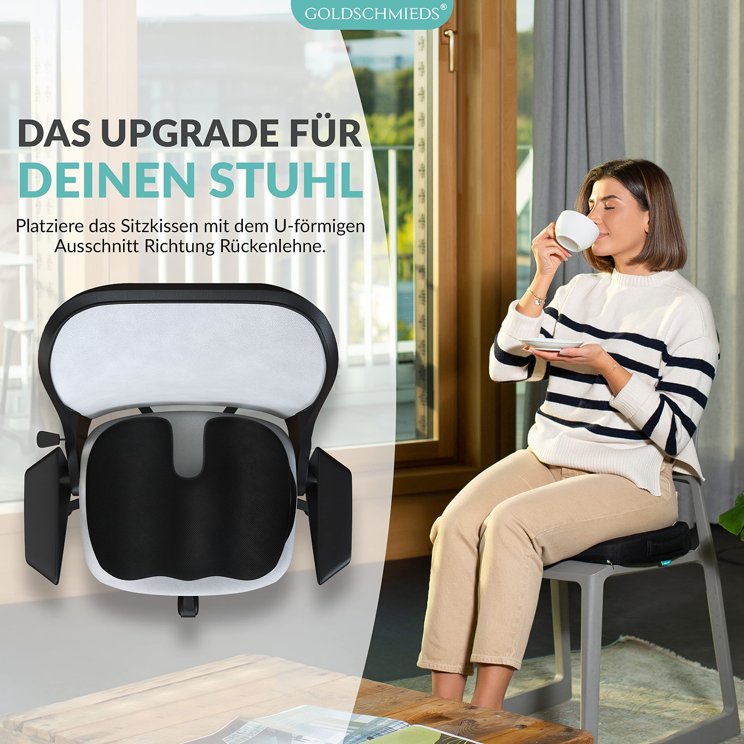 Cuscino ortopedico [vincitore del test] Cuscino ergonomico per casa, ufficio (sedia da ufficio), auto, yoga & Co. - Scarico del coccige per una postura sana (peso: 50-95 kg)
