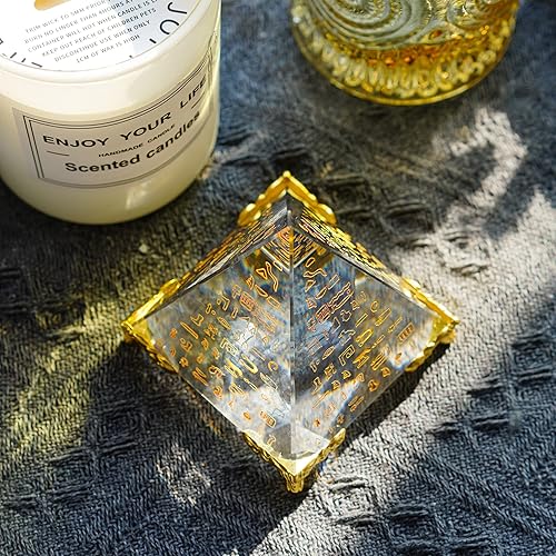 Miniatura 5 de Figuras de pirámide de cristal coloridas de 2.362in, decoración de pirámide de meditación Feng Shui para energía positiva, pirámide de cristal,