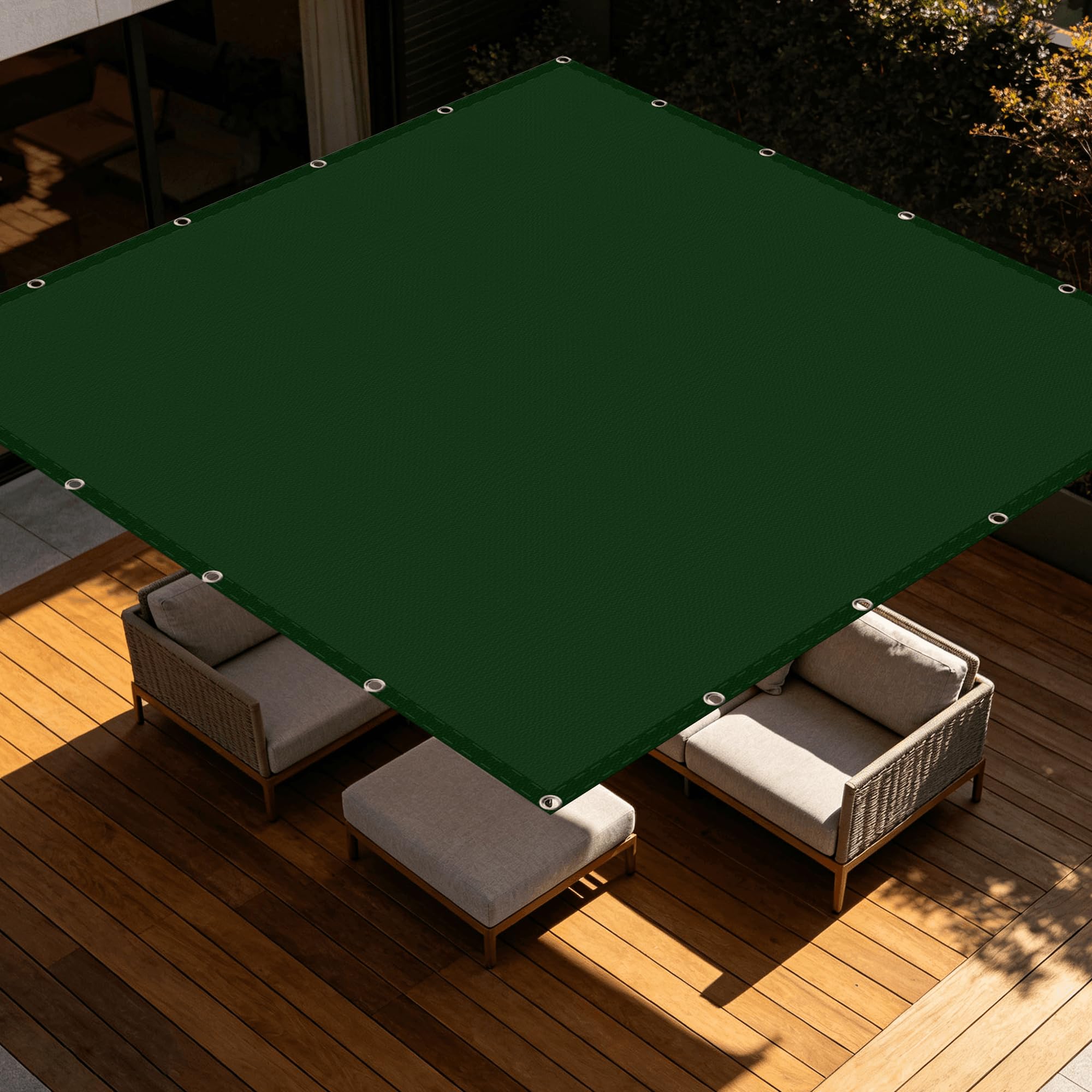 Voiles d'ombrages bâche extérieure vert foncé pour patio balcon et jardin