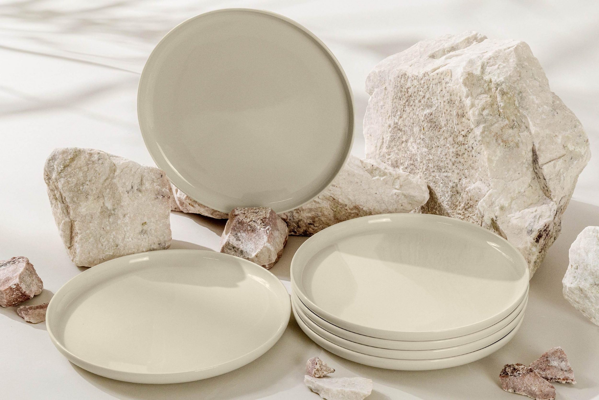 Konsimo. Speiseteller Set für 6 Personen - VICTO Tellerset aus Keramik - Teller Set 6er - Spülmaschinen - Mikrowellengeeignet - Moderne Großer Essteller - 27 cm - Beige