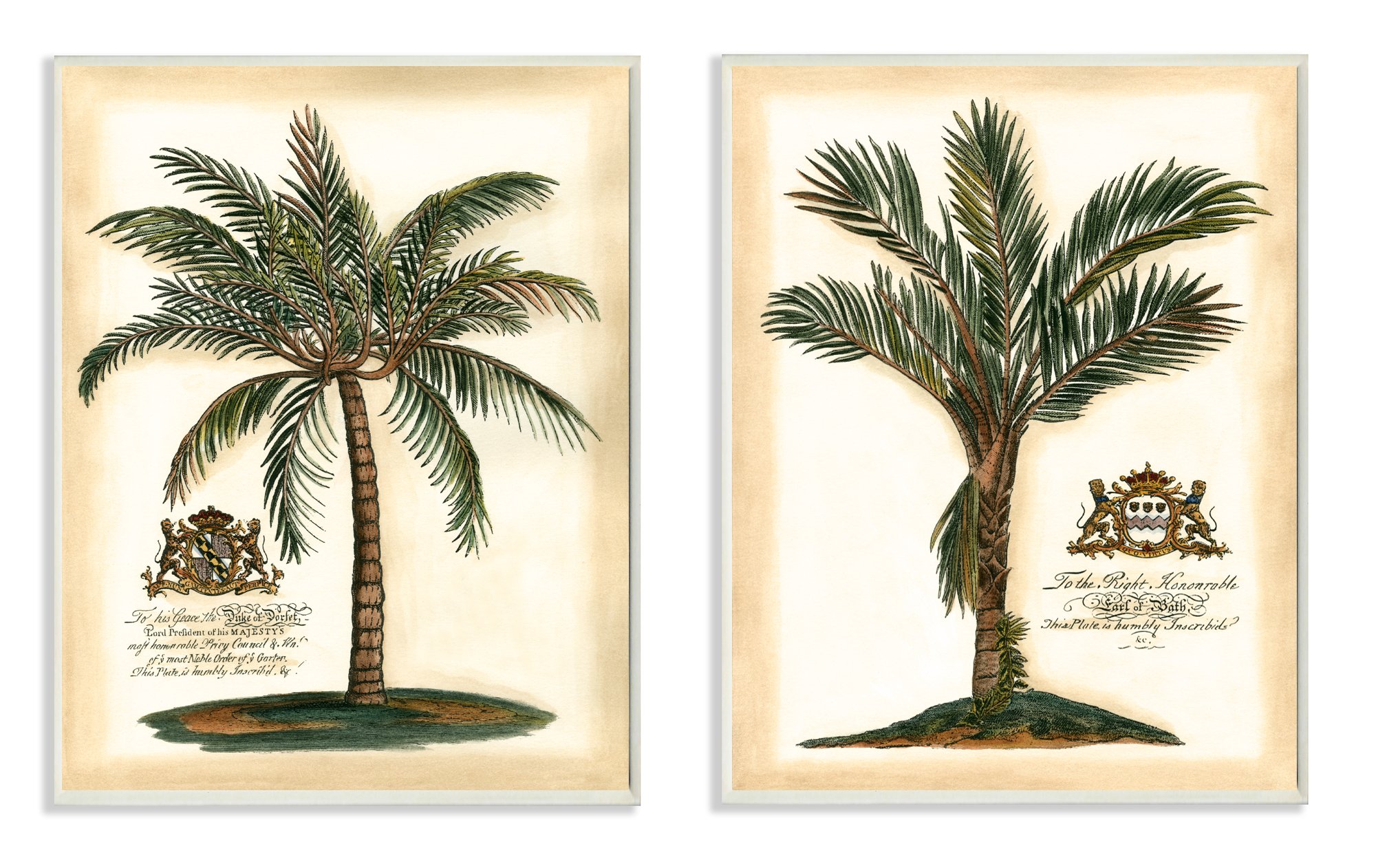 Stupell Home Décor British Colonial Palms 2pc Wall Plaque Art Set, 10 x 0.5 x 15, Proudly Made in USA