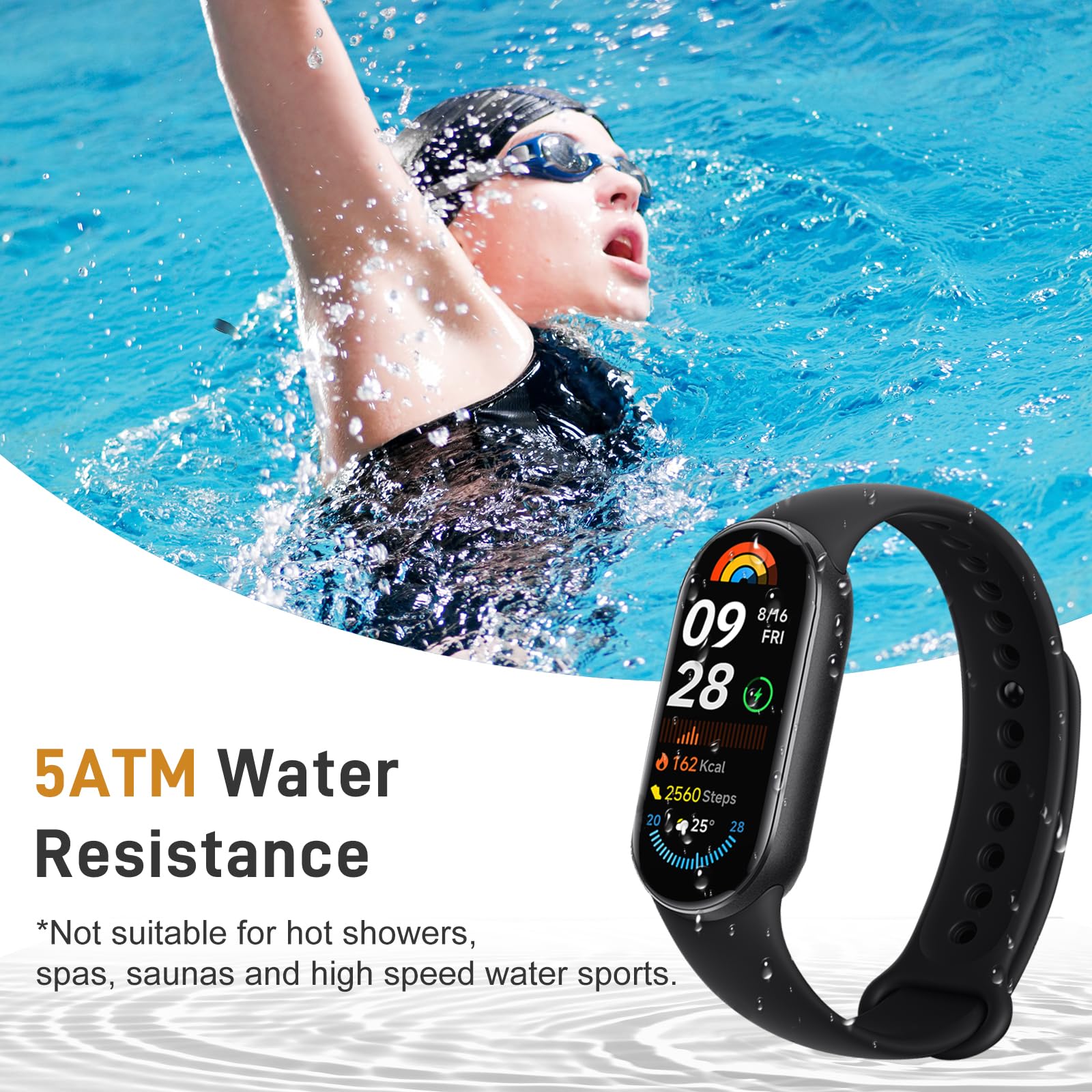 Mi Band 9, Luiminosità 1200 nit, Schermo AMOLED 1.62'', Mi Smart Band 9 con Cornice Metallica, Monitoraggio Salute, 150+ Modalità Sportive, 200+ Quadranti, Autonomia 21 giorni, Resistenza acqua 5ATM