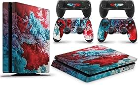 Adesivo de vinil para console PS4 Slim Console Color Explosion + Conjunto de 2 películas de controle