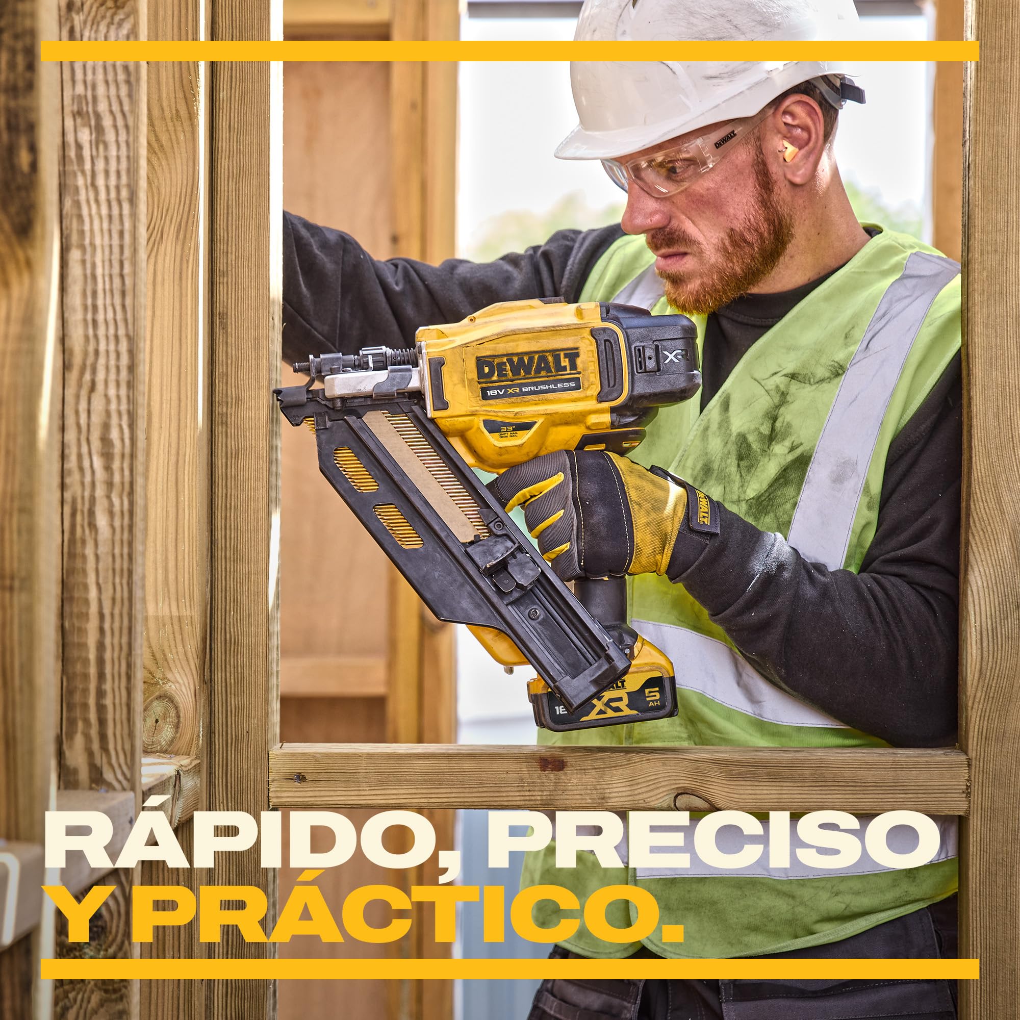 DEWALT 18V XR Clavadora de Estructuras Brushless de Nueva Generación, Solo herramienta, DCN950N-XJ