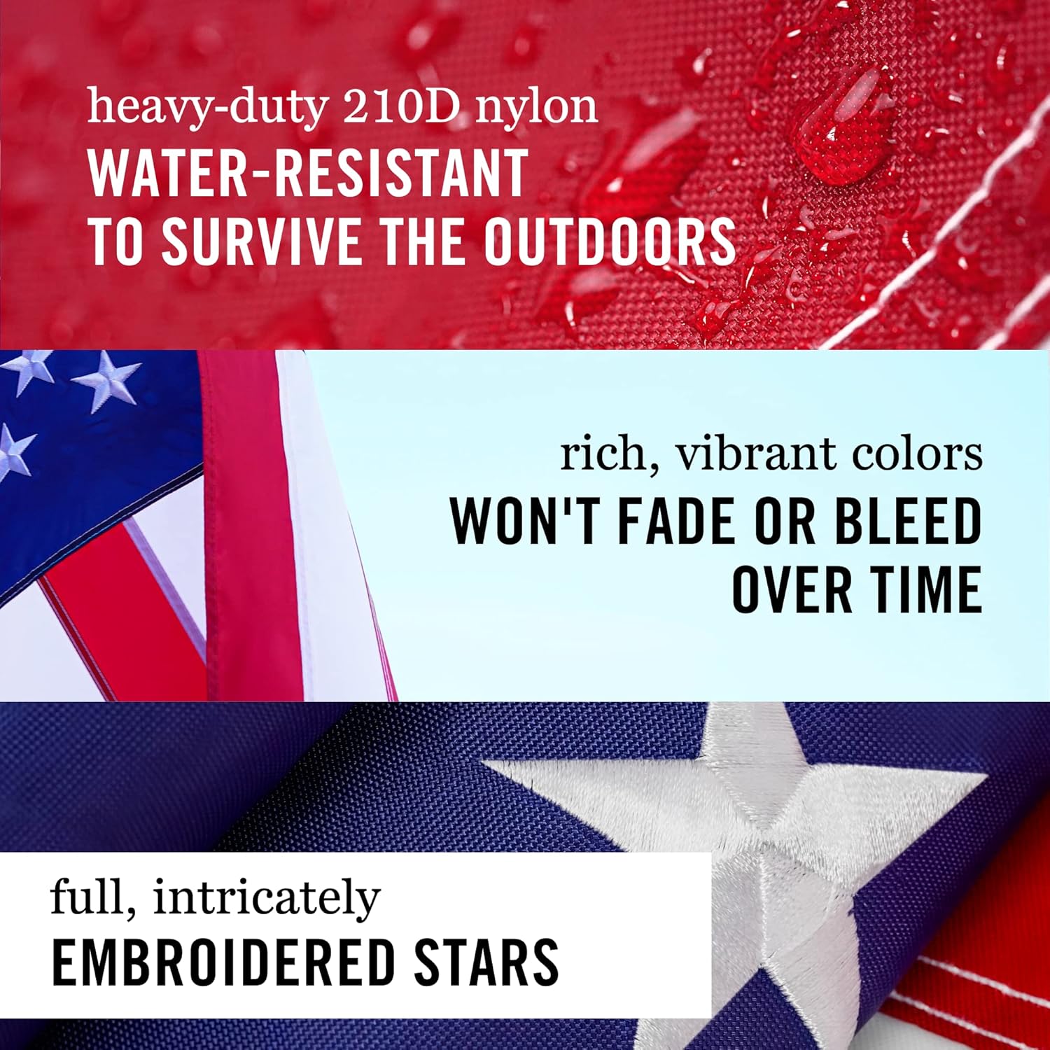 Silver Flag Pole Kit for House – Heavy Duty 6ft Stainless Steel Spinning Flagpole with 360° Tangle Free Rings, 1" Rustproof Outdoor Pole with Adjustable Bracket & 3x5 Embroidered USA Flag for Porch or Garden