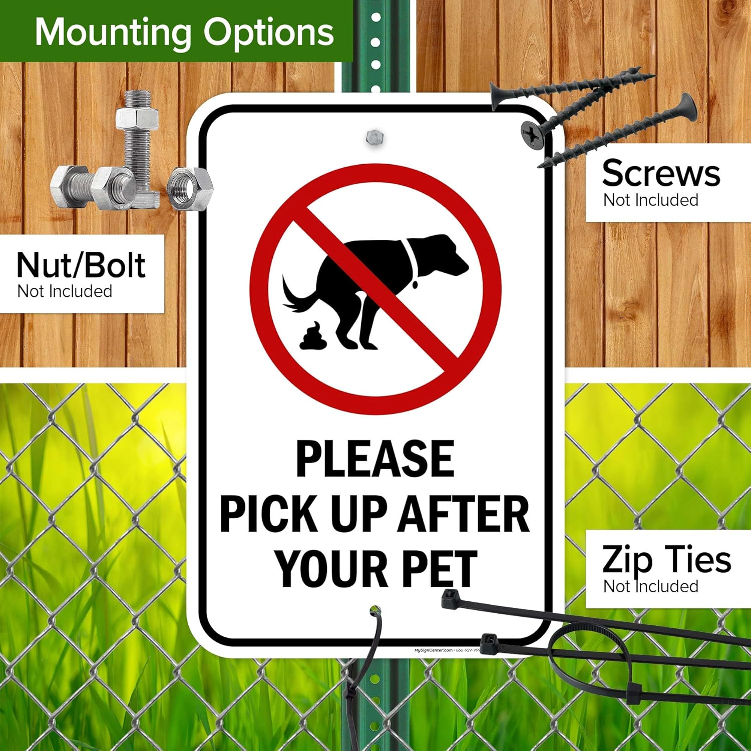 Please Pick Up After Your Pet No Dog Poop Sign, 12x18 Inches, Rust Free .063 Aluminum, Fade Resistant, Made in USA by My Sign Center