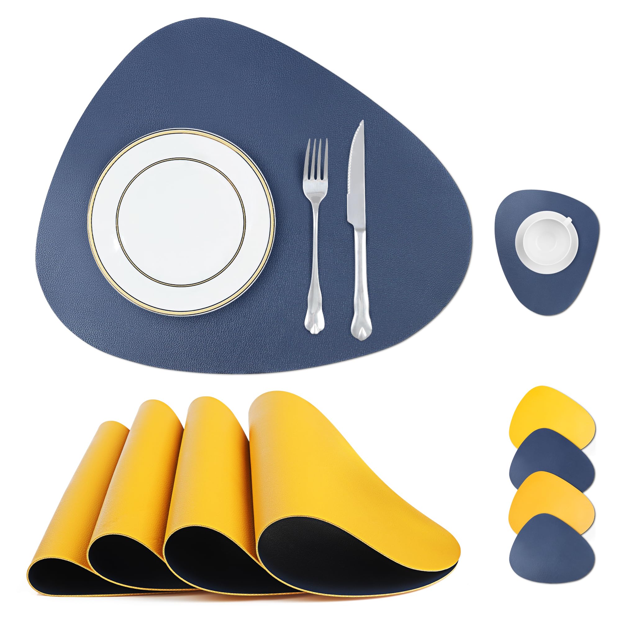 Set De 6 Sets De Table Effaçables PU Aspect Cuir Vert 44x30cm - Imperméables Et Résistants à La Chaleur