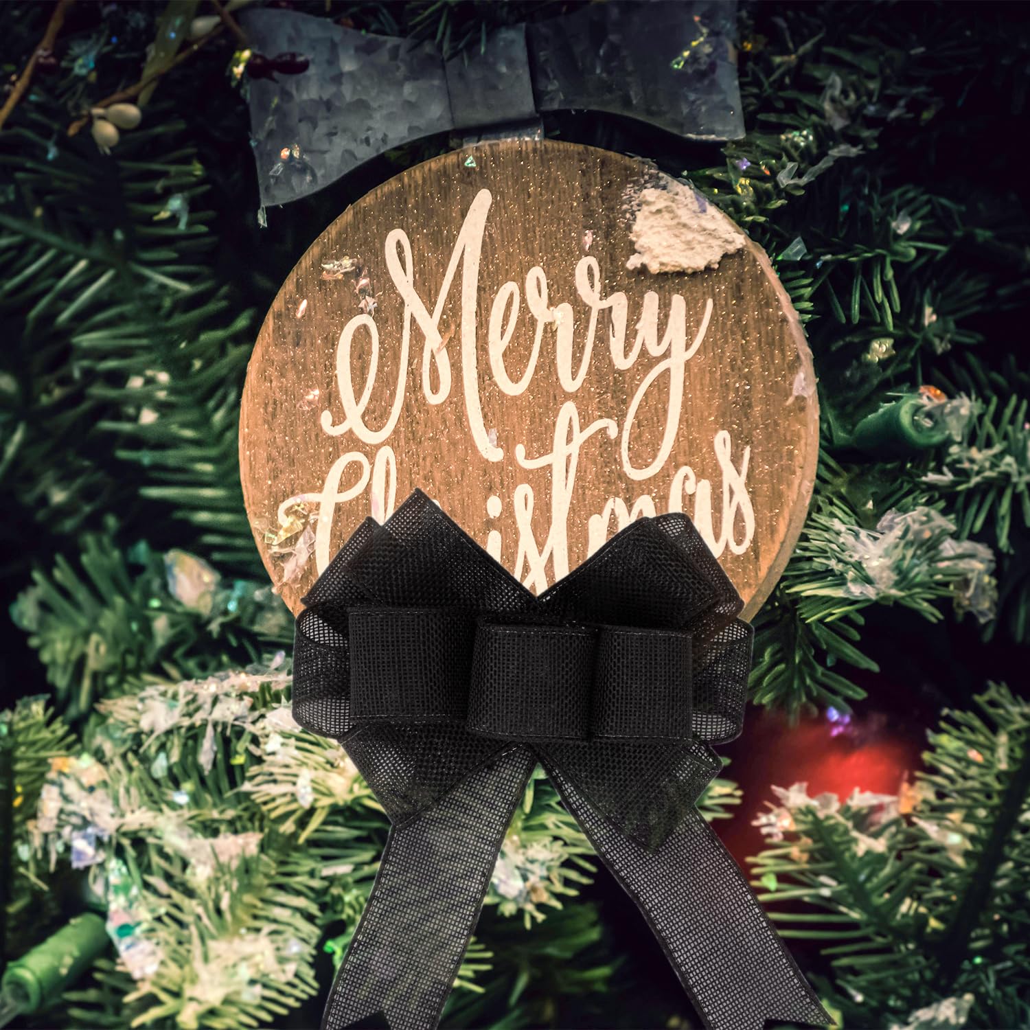 Tekdeere Burlap Ribbon 50mm x 9 Meters, Black Wired Ribbon for Crafts, Gift Wrapping, Wreaths, Bows, Tree Decoration and Outdoor Decoration - Image 4