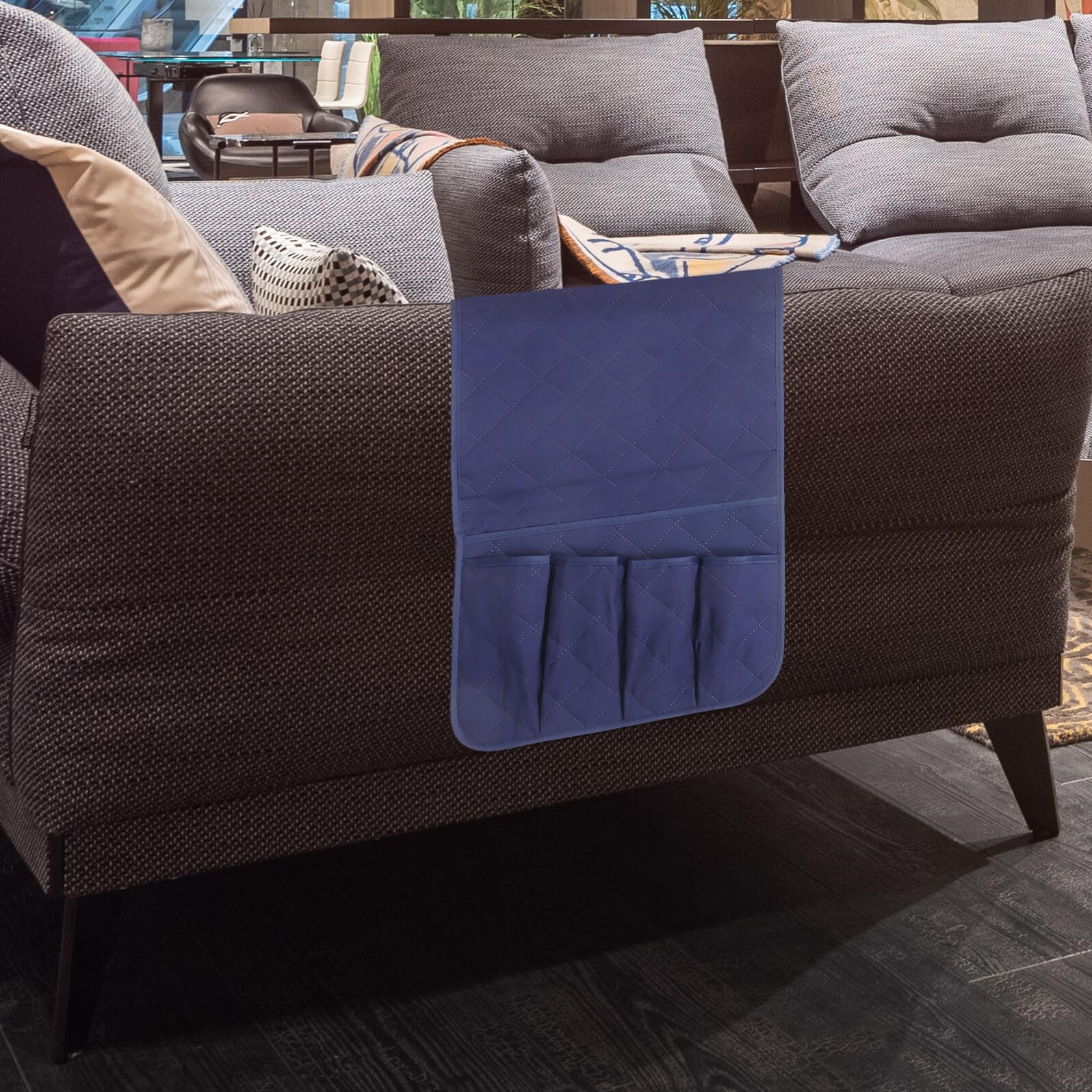 Organizador De Reposabrazos Para Sofá Azul Colgante, Bolsa De Almacenamiento Multifuncional, Soporte Para Control Remoto, Adecuado Para Orden Salón y Junto Cama