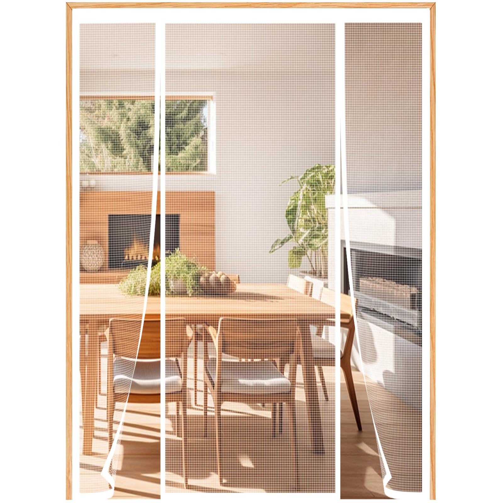 Fly Screens for Doors White,300(75/150/75)x270cm Magnetic Door Curtain for Keeping Out Flies for Double Doors, Magnets Door Net to Keep Bugs Out, for Patio Door, Sliding Door, Double Door, French Door — image 1