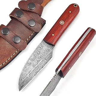 Custom Handmade Fixed Blade Damascus Knife for Hunting &...