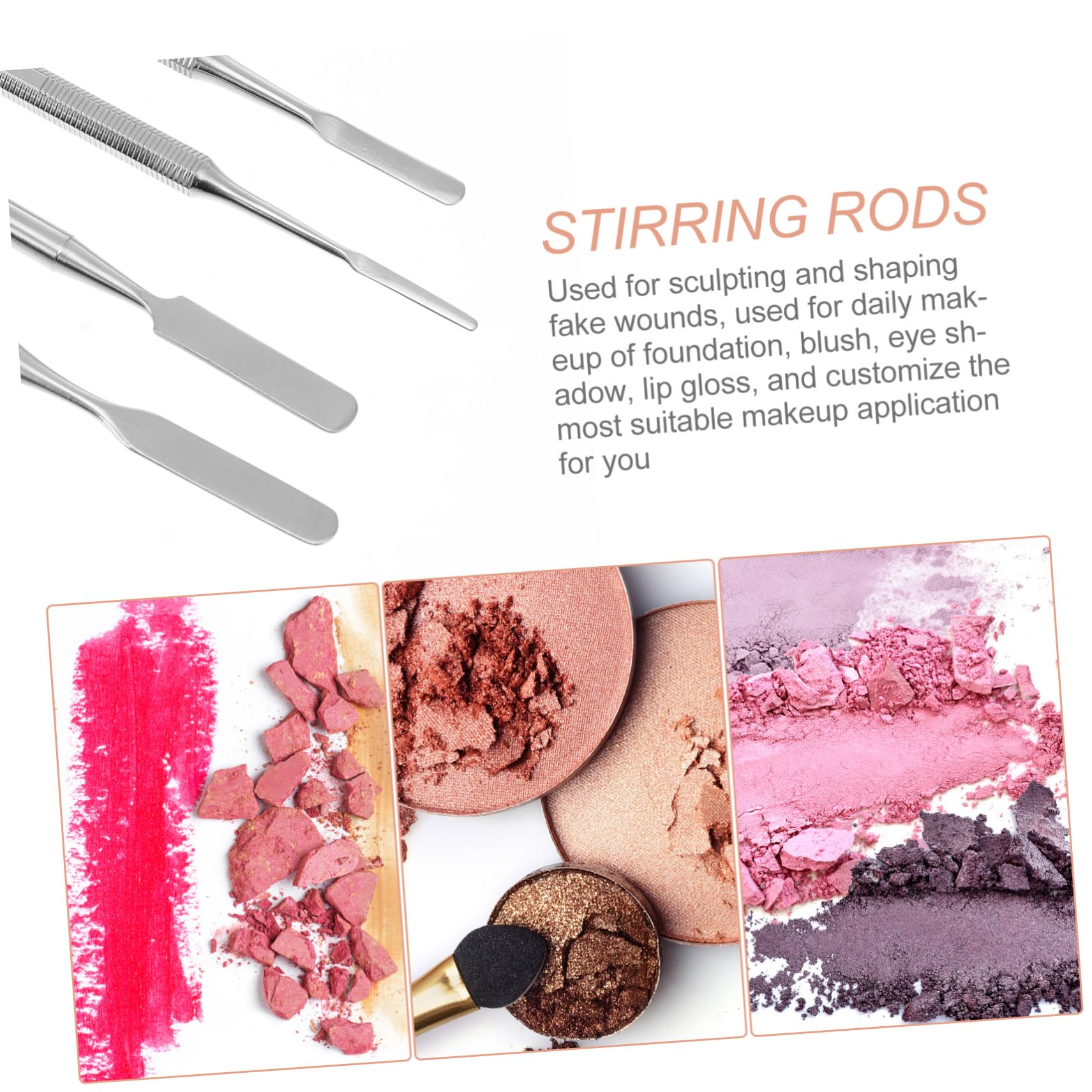 minkissy 12 Piezas de paleta herramienta de maquillaje mezclar y espatula stainless steel heridas falsas varilla de acero inoxidable varilla agitadora de maquillaje clavo cosmético