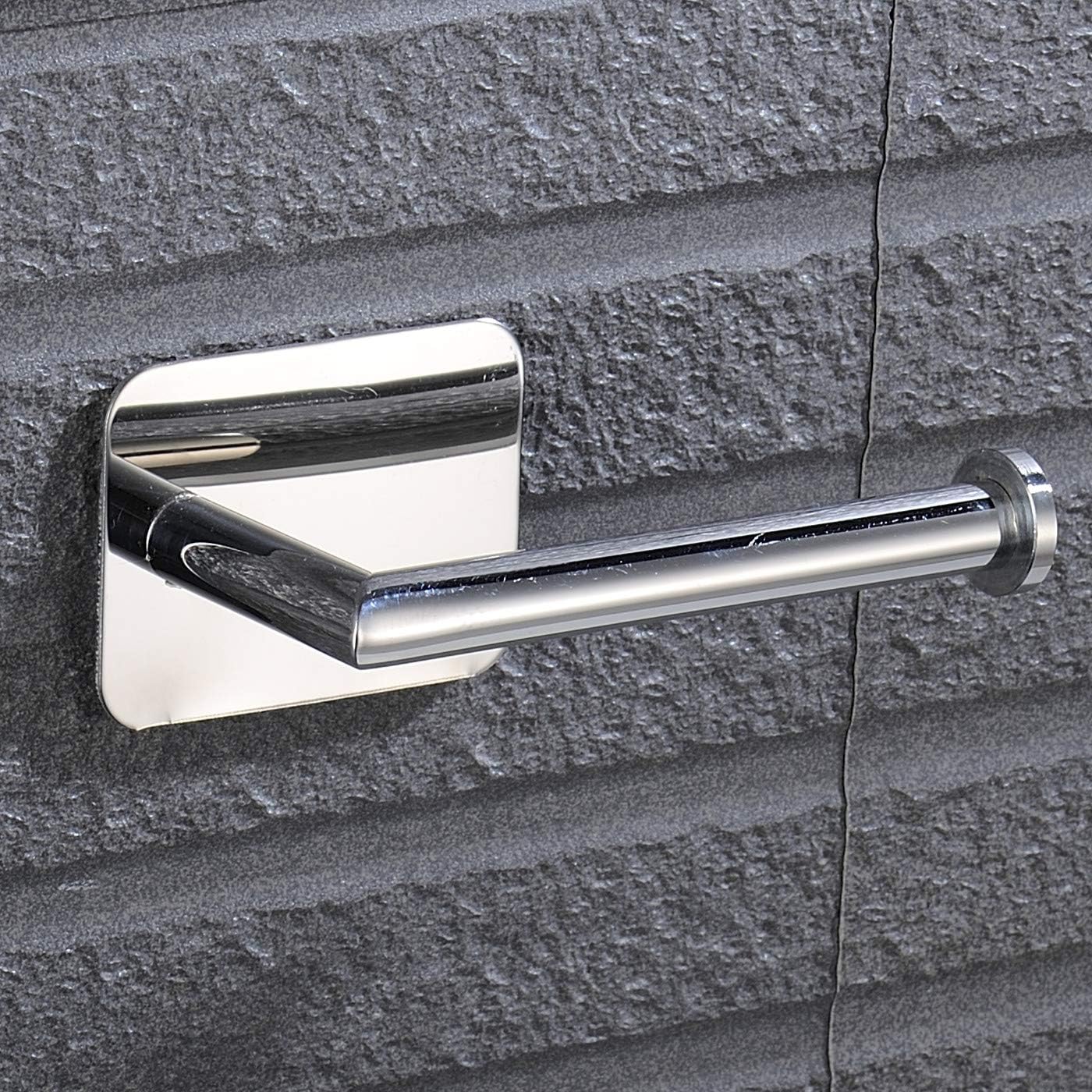 Stainless Steel Toilet Roll Holder Self Adhesive in Bathroom Tissue Paper Holder Chrome Finish,Easy Installation no Screw