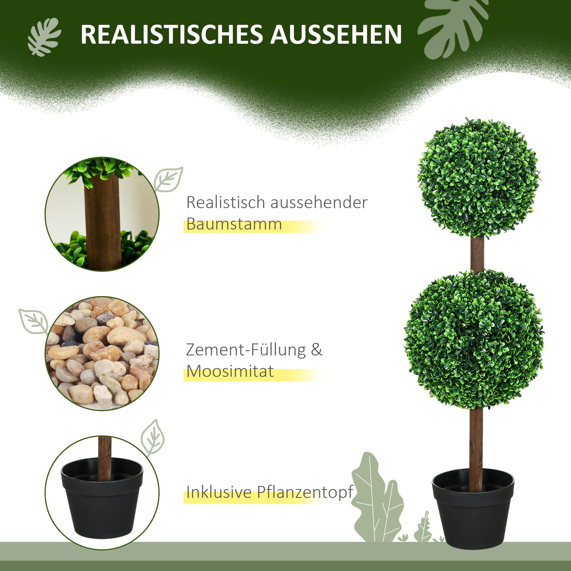 HOMCOM-Künstliche Pflanze-PE-40L x 40B x 56H cm-Grün