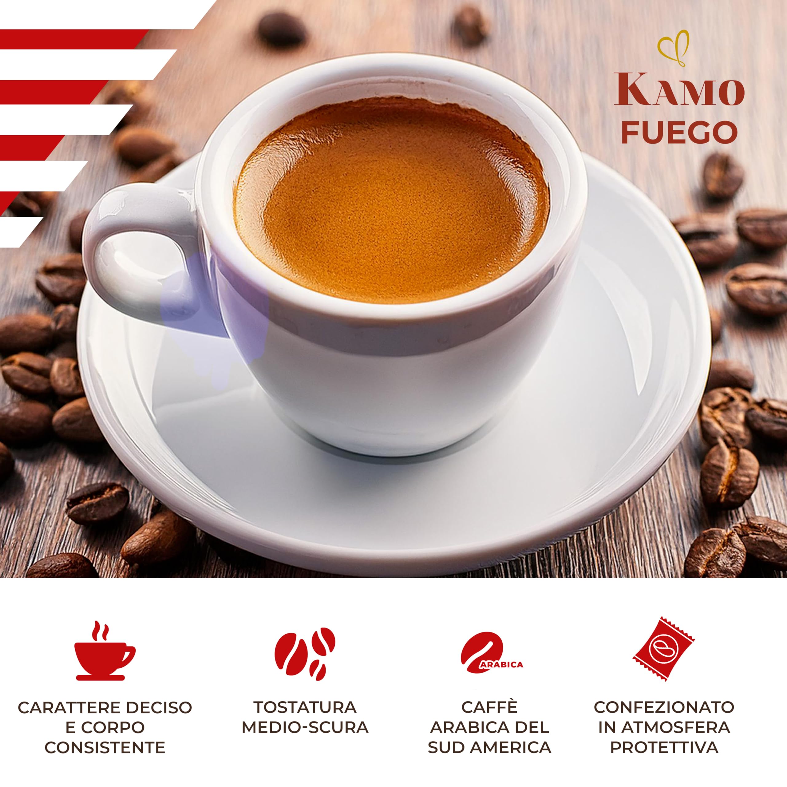 Kamo Cialde Caffè 400 pezzi Fuego Cremoso Miscela Originale cialde compatibili ESE44 da 7 gr