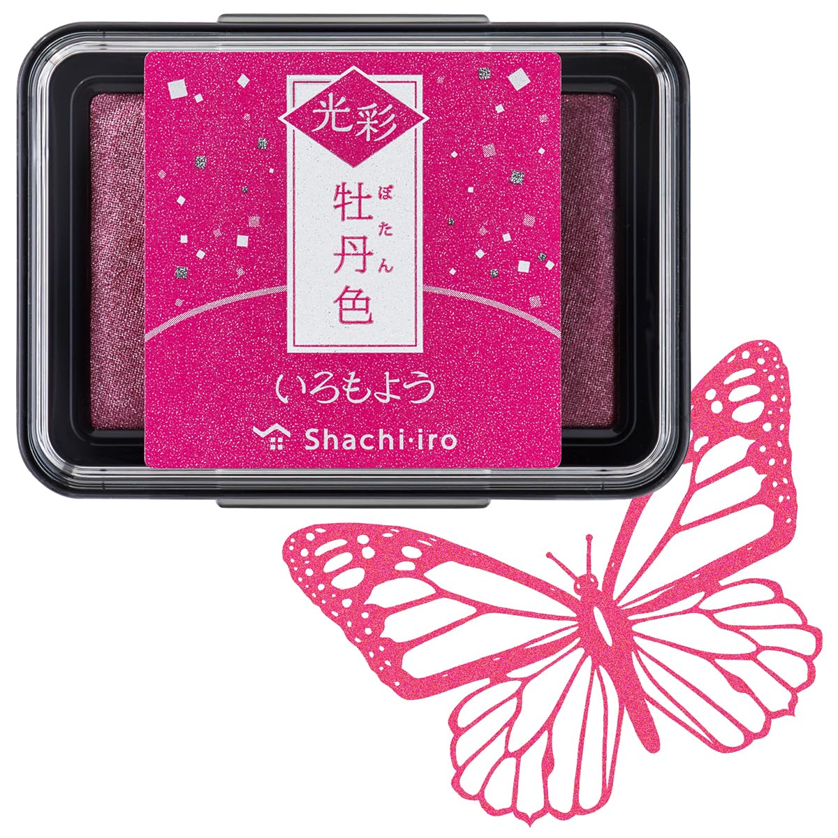 IROMOYO KOSAI Stamp PAD, Traditional, Shimmering Japanese Ink Colour, Oil-Based Ink pad - Pink