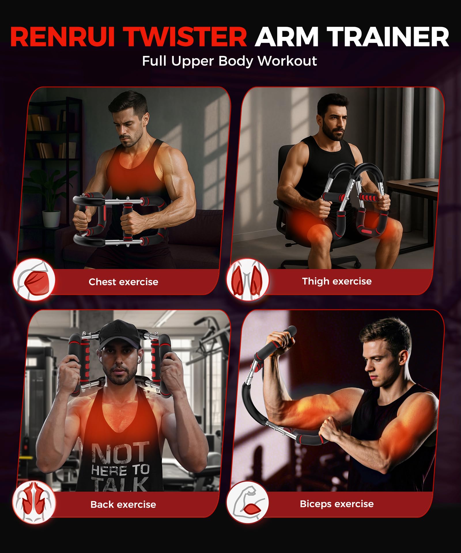 Twister Arm Trainer, Adjustable 5 Resistance Levels (40-130 lbs) Chest & Arm Workout Equipment for Men & Women, Ergonomic Home Gym Strength Trainer with Anti-Slip Handles & Carry Bag