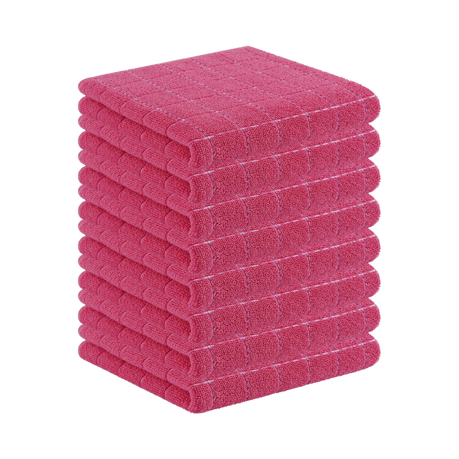 Homaxy 100% Cotton Terry Kitchen Towels, 8 Pack, Rose Red | Ultra Soft and Absorbent Dish Towels for Kitchen, Suitable for Drying and Washing Dishes