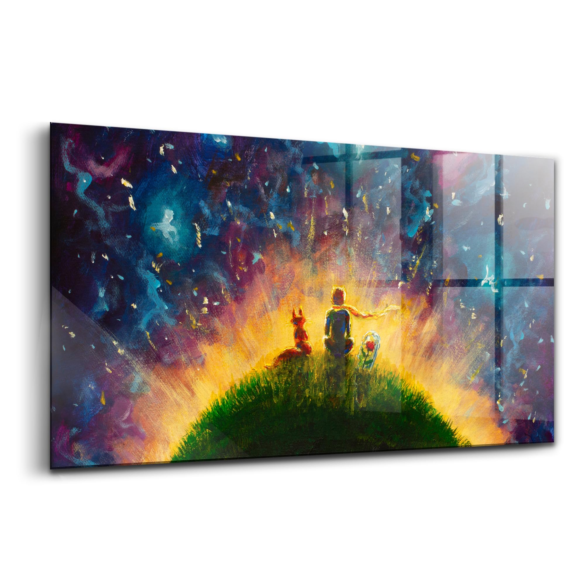 Image verre coloré Petit Prince pour salon moderne Wallfluent 100x50cm