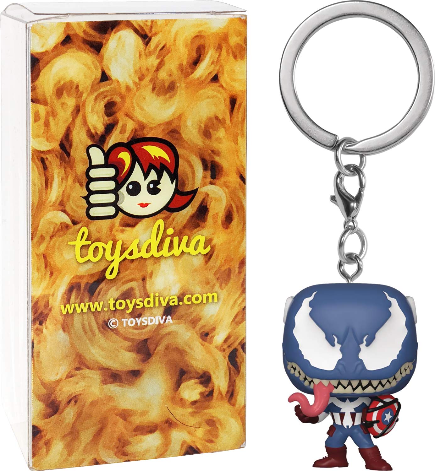 Venomized Captai n Americ a: Fun ko Pocket P o p ! Mini-Figural Keychain Bundle with 1 Compatible 'ToysDiva' Graphic Protector (46462 - B)