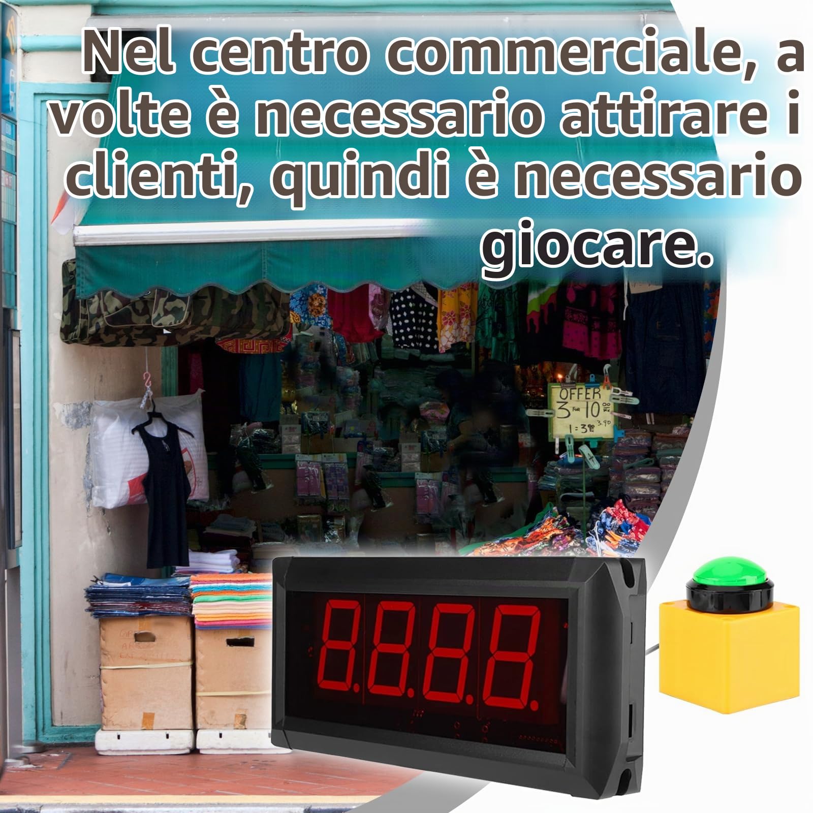 Timer LED conto alla rovescia Game macchina con telecomando e buzzer 20m area visibile AC 100-240V per negozio, supermercato, centro commerciale