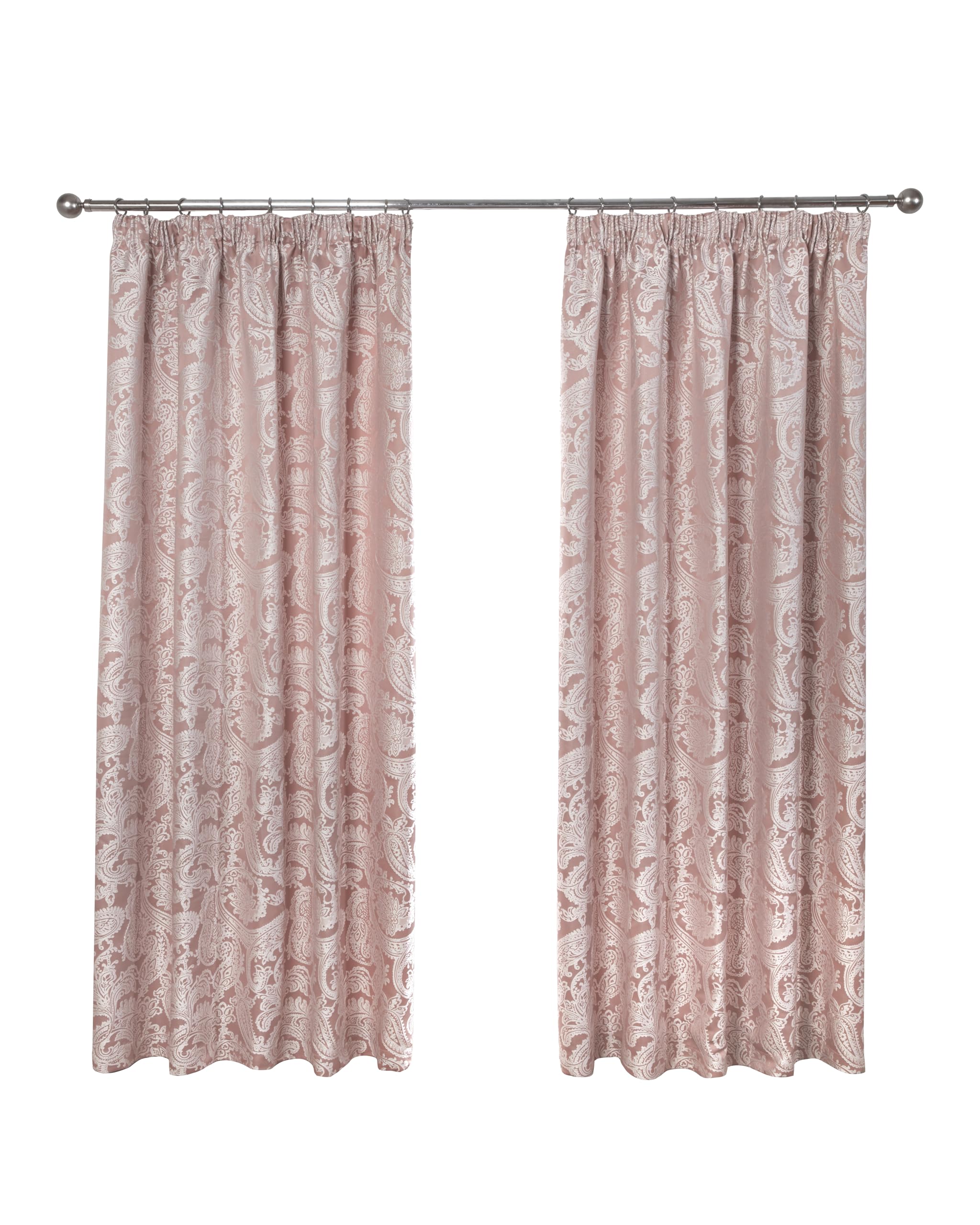 Emma Barclay  Pink Jacquard Pencil Pleat Curtains Duchess in Size 45x54, Sports Direct