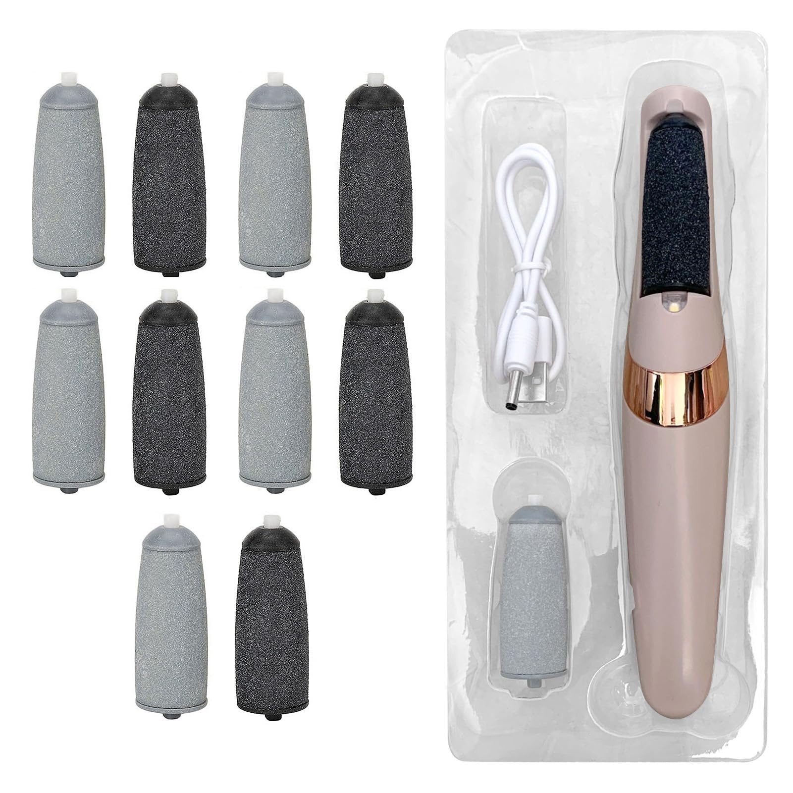 Replacement Head, 10pc Replacement Electric Foot File Roller Refill Head, Roller Head Coarse Fine Refill Heads Accessory for Foot Callus Care