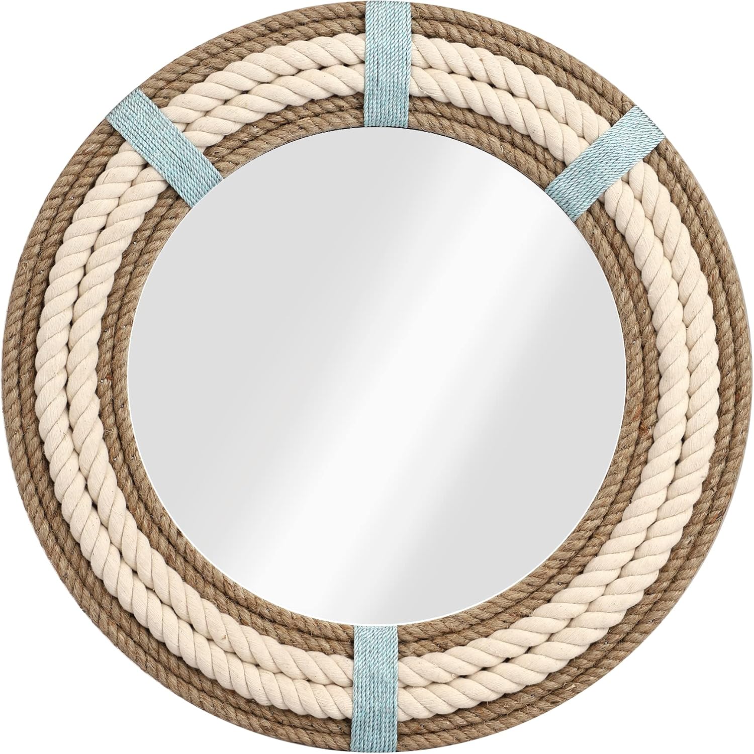 18 Inch Natural Round Rope Wall Mirror Nautical Jute Rope
