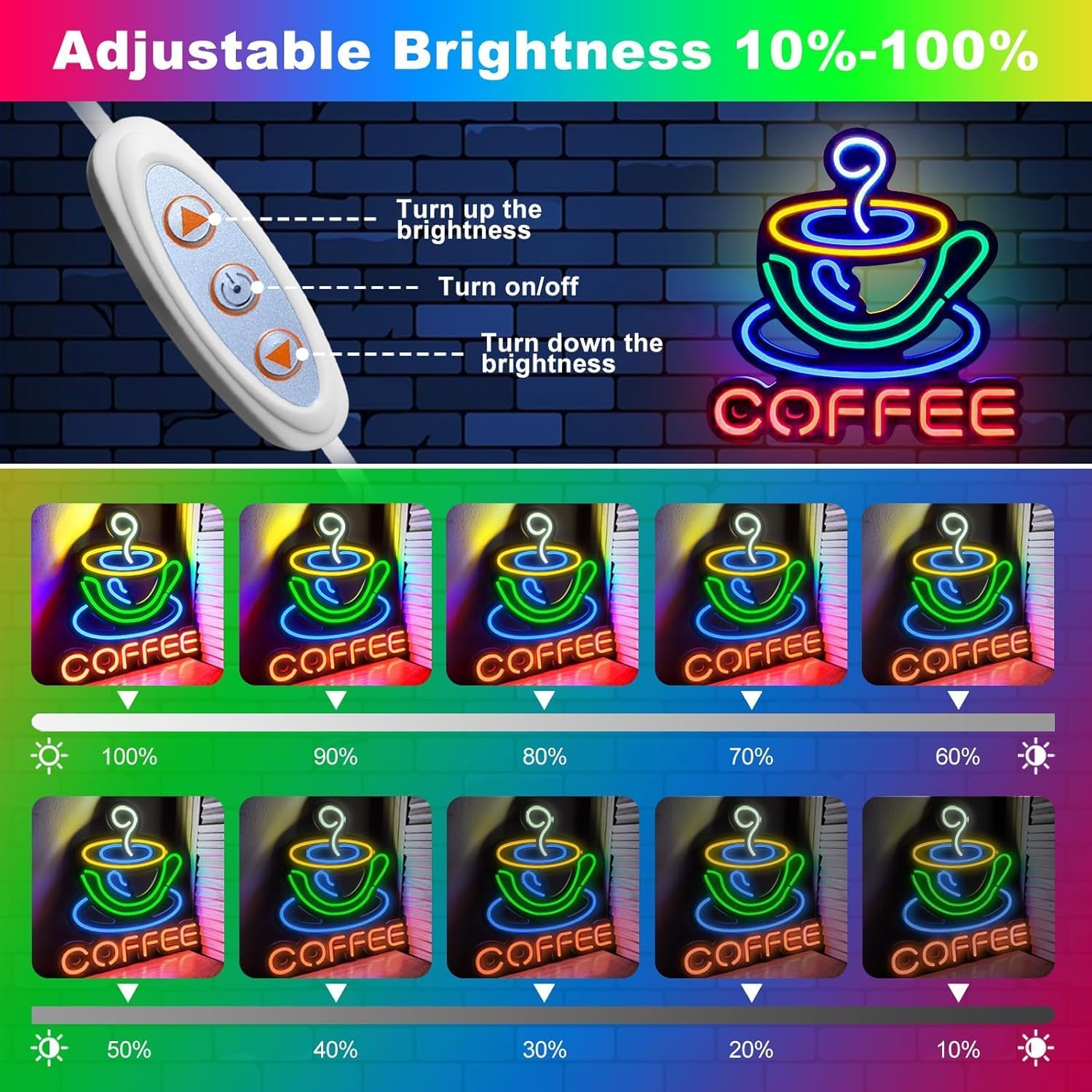 Coffee Neon Sign Led Neon Signs, CoffeeSigns Led Dimmable USB Powered Cafe Neon Light Sign Wall Decor For Cafe Shop, CoffeeStation,CoffeeBar