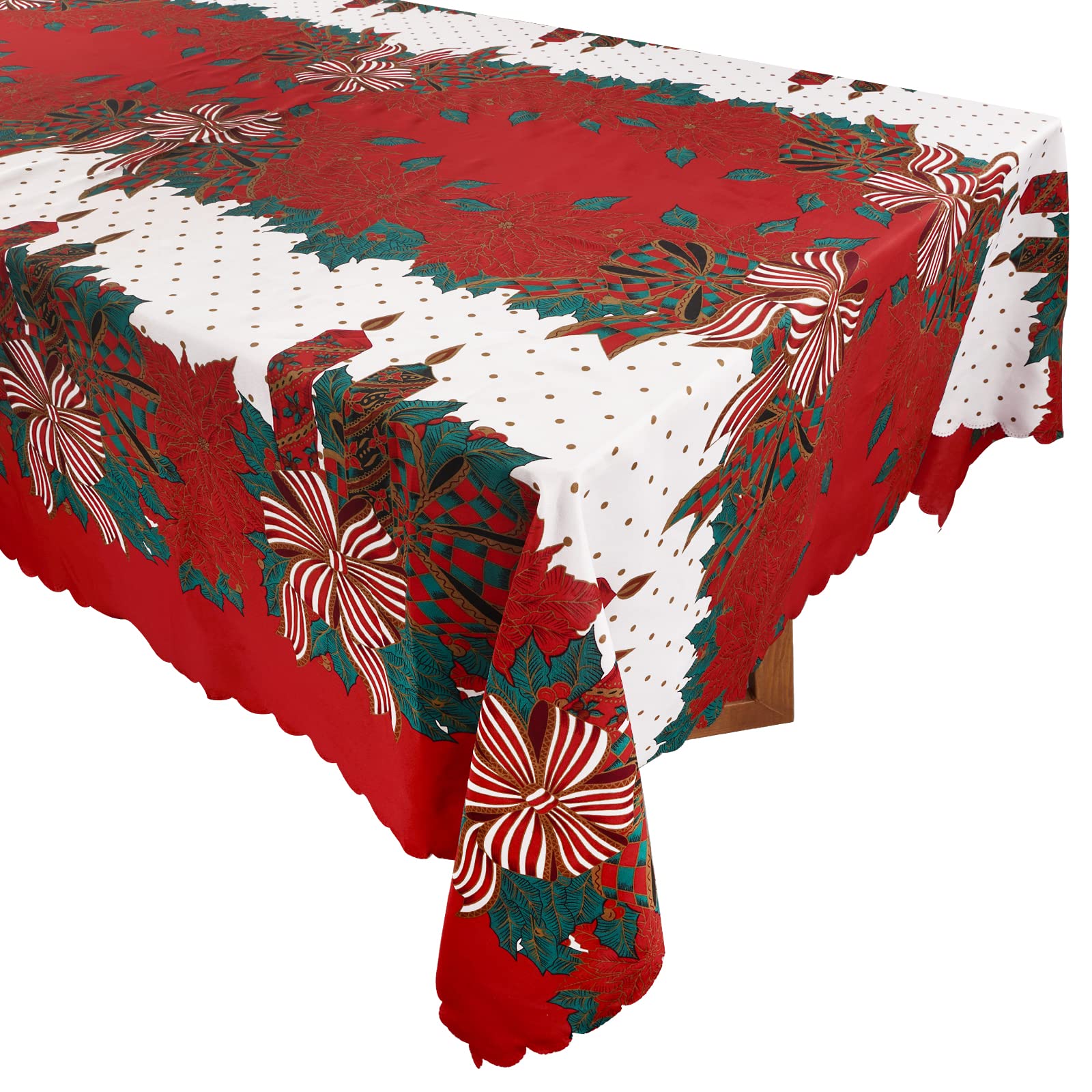 FLOFIA Mantel de Navidad Rectangular de Tela Rojo 150 * 180cm, Cubierta de Mesa Navidad para Fiesta Mesa Navidad Escaparate Decoración