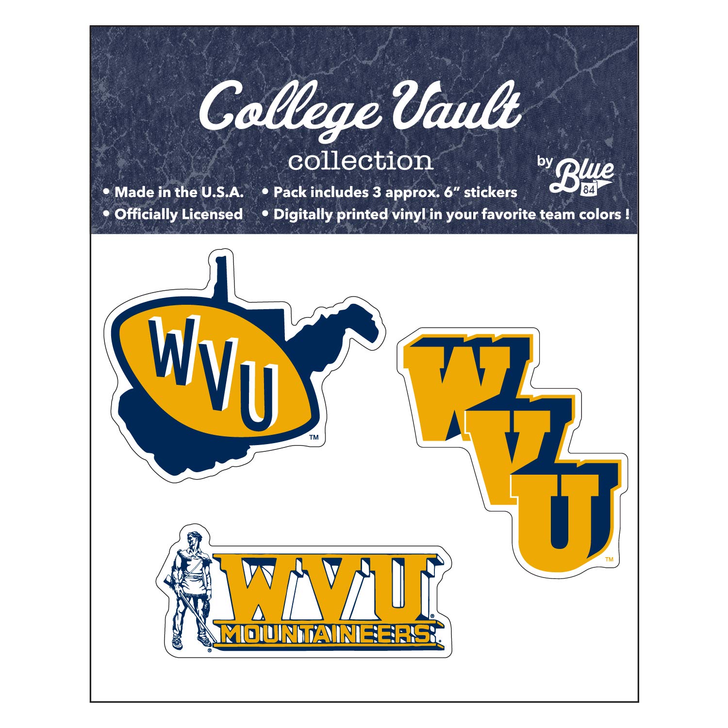 Reserve Collection by Blue 84 NCAA 6" College Vault Vinyl Sticker 3-Pack
