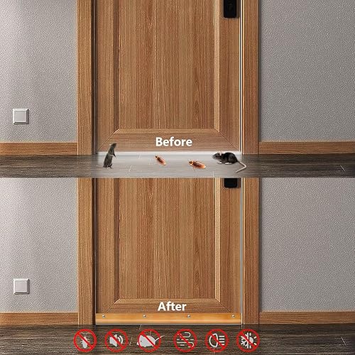 Miniatura 5 de MINGDAYUAN Parabrisas de puerta de metal con protector de ratón de puerta inferior, barredora de ventana de puerta de aluminio, 36 pulgadas de largo