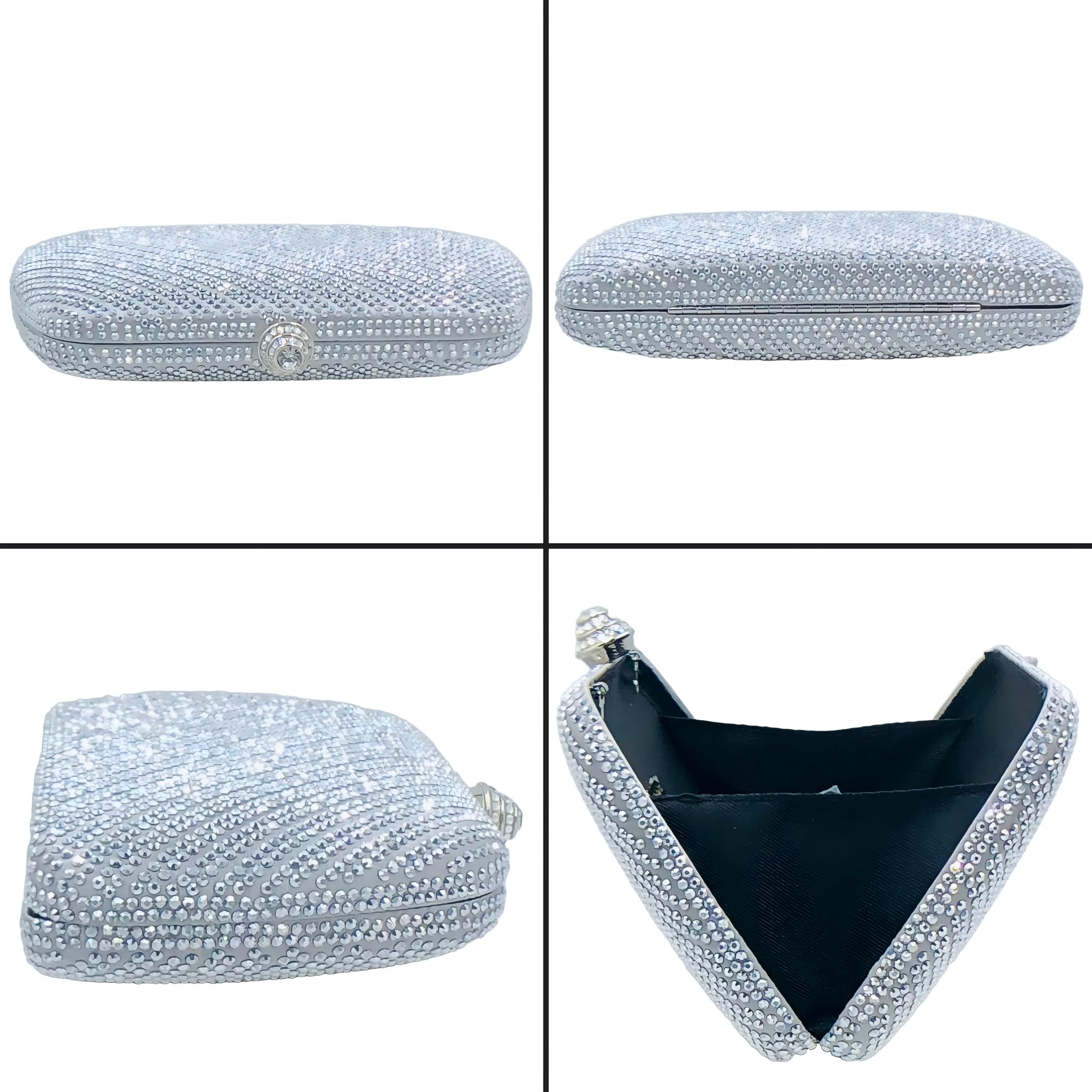 Boutique De FGG Mini pochette con strass per donne formali, borse da sera eleganti da sposa e pochette, pochette in cristallo